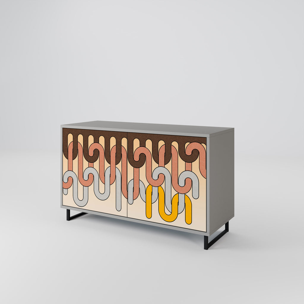 Buffet 2 portes COLORFUL STRINGS en finition grise