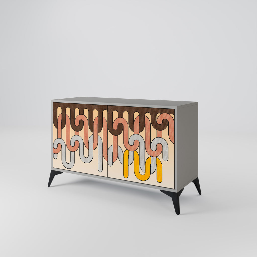 Buffet 2 portes COLORFUL STRINGS en finition grise