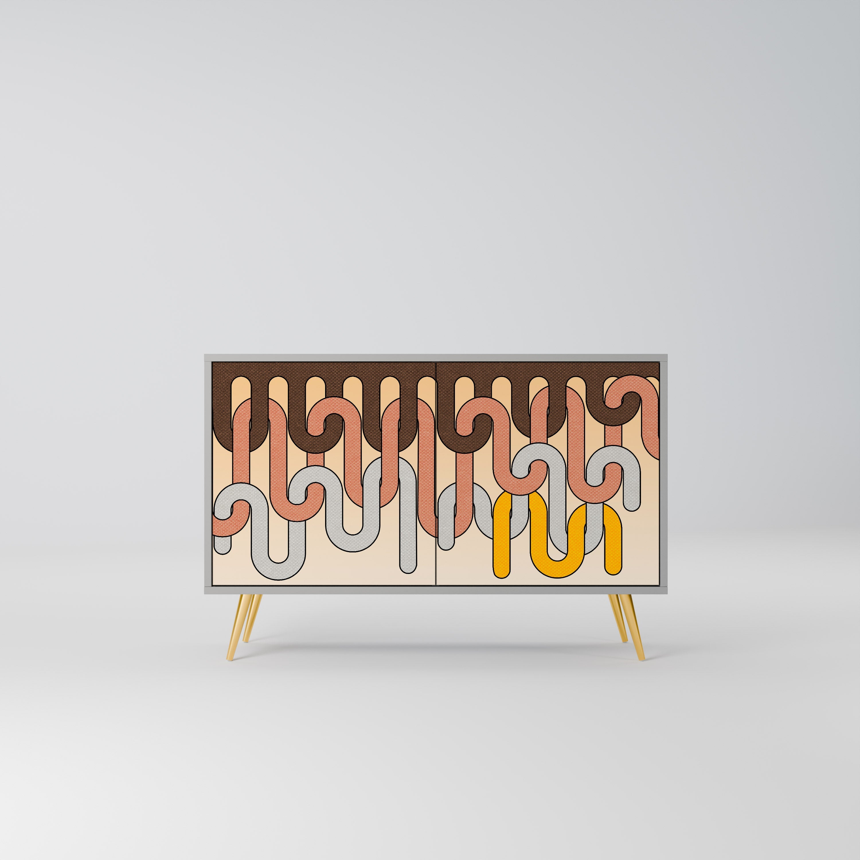 Buffet 2 portes COLORFUL STRINGS en finition grise