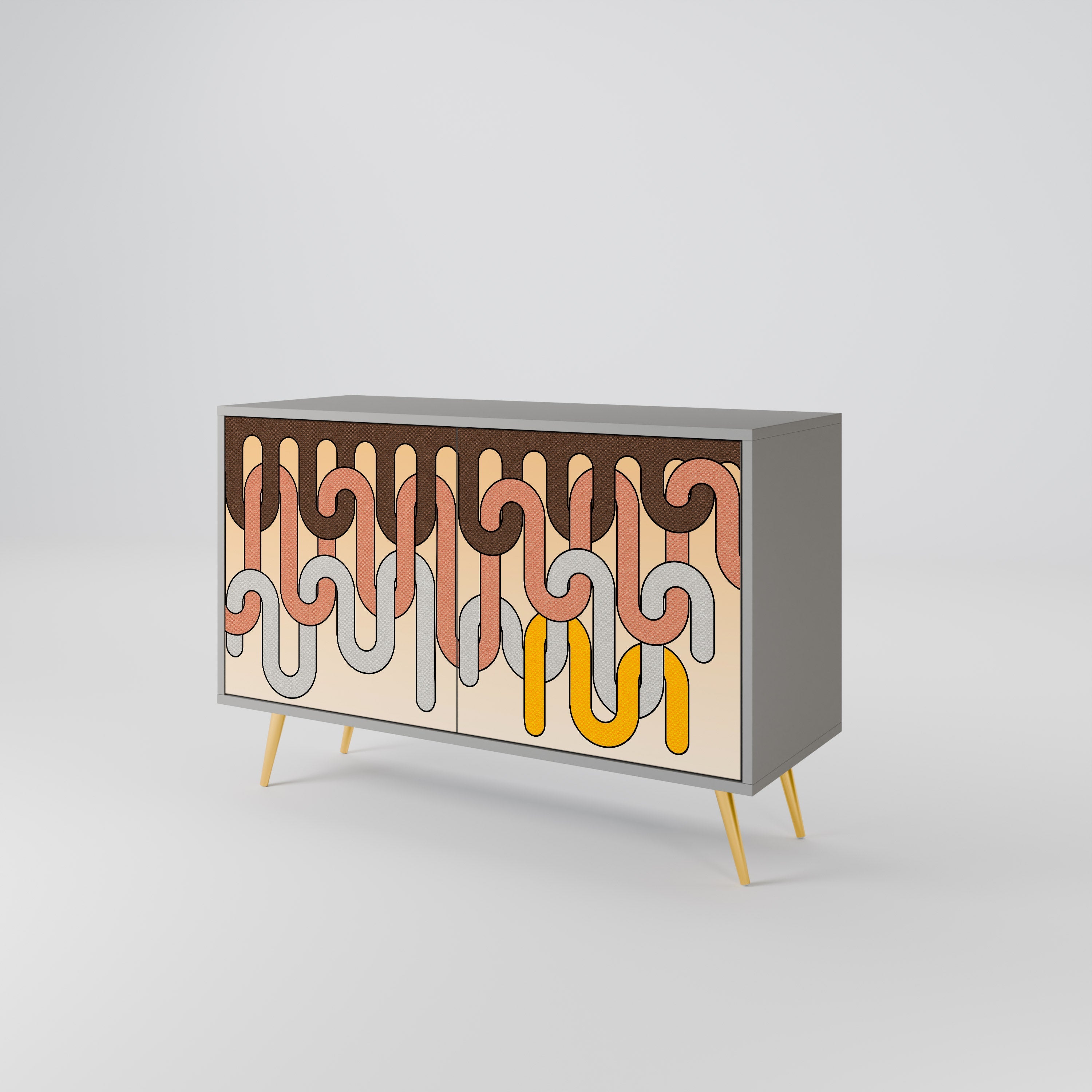 Buffet 2 portes COLORFUL STRINGS en finition grise