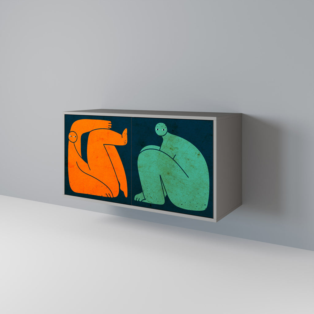 Buffet 2 portes TOGETHER MAIS SÉPARÉMENT en finition grise