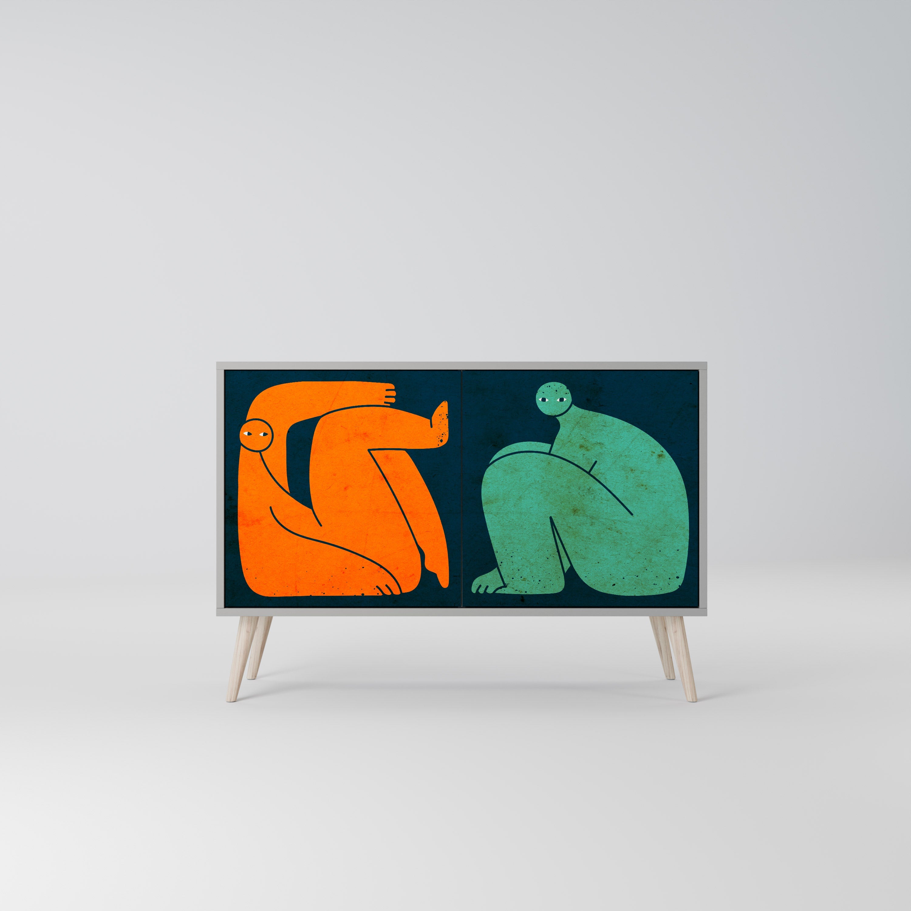 Buffet 2 portes TOGETHER MAIS SÉPARÉMENT en finition grise