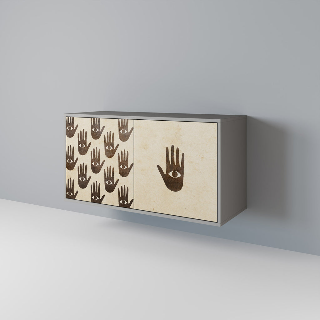 VOIR PLUS Buffet 2 portes en finition grise