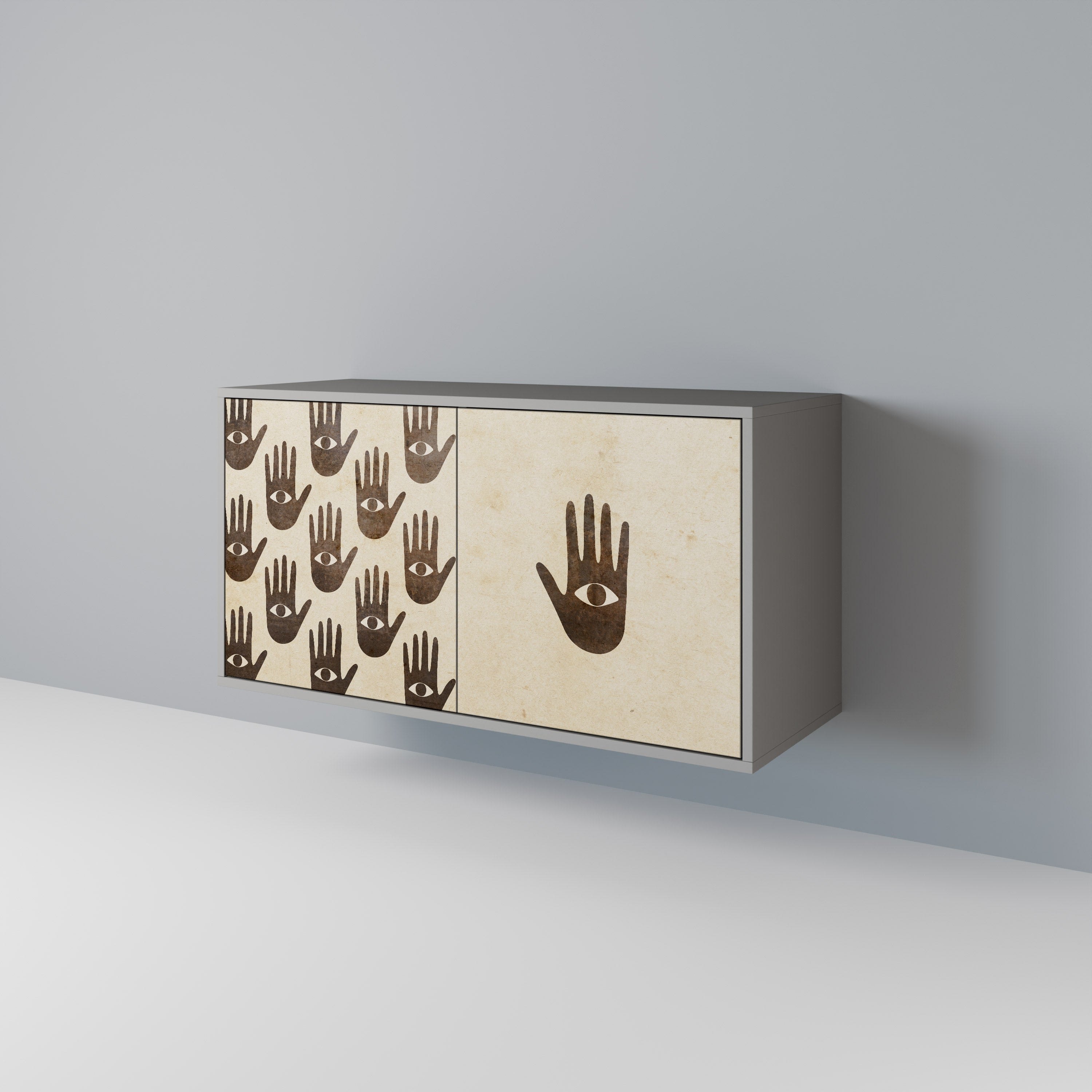 VOIR PLUS Buffet 2 portes en finition grise