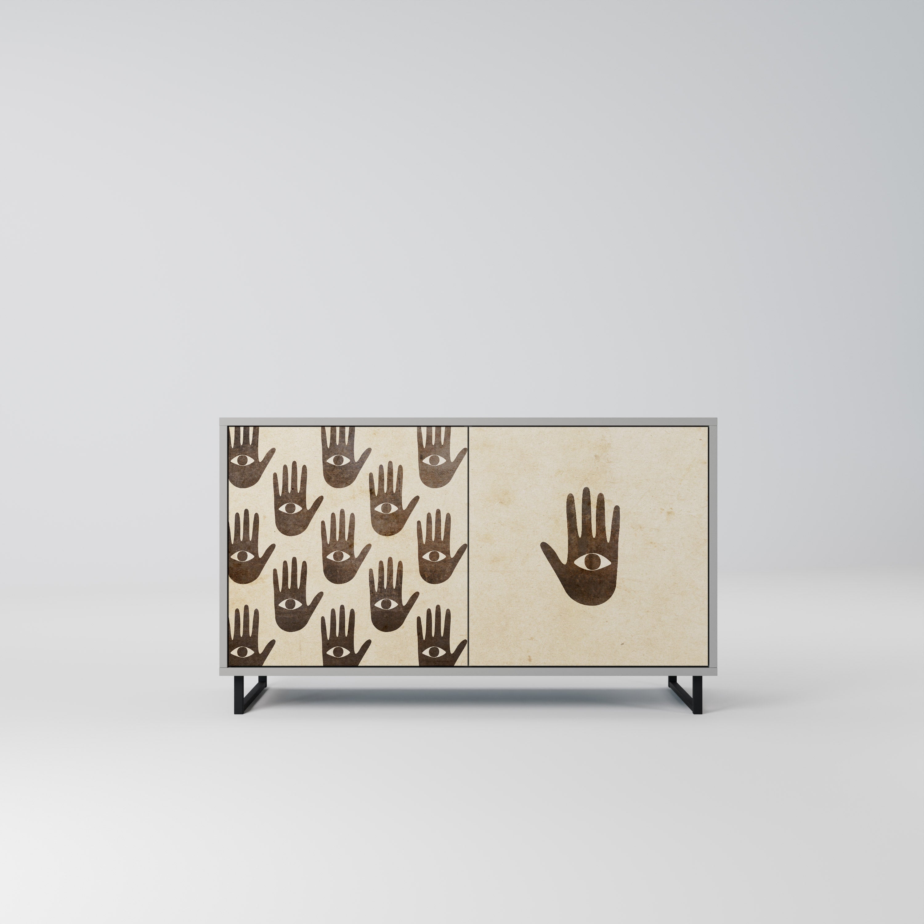 VOIR PLUS Buffet 2 portes en finition grise