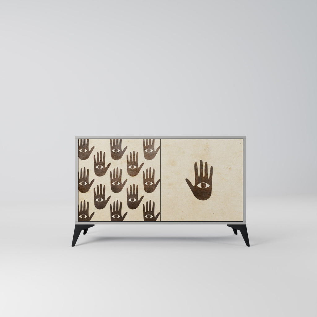 VOIR PLUS Buffet 2 portes en finition grise