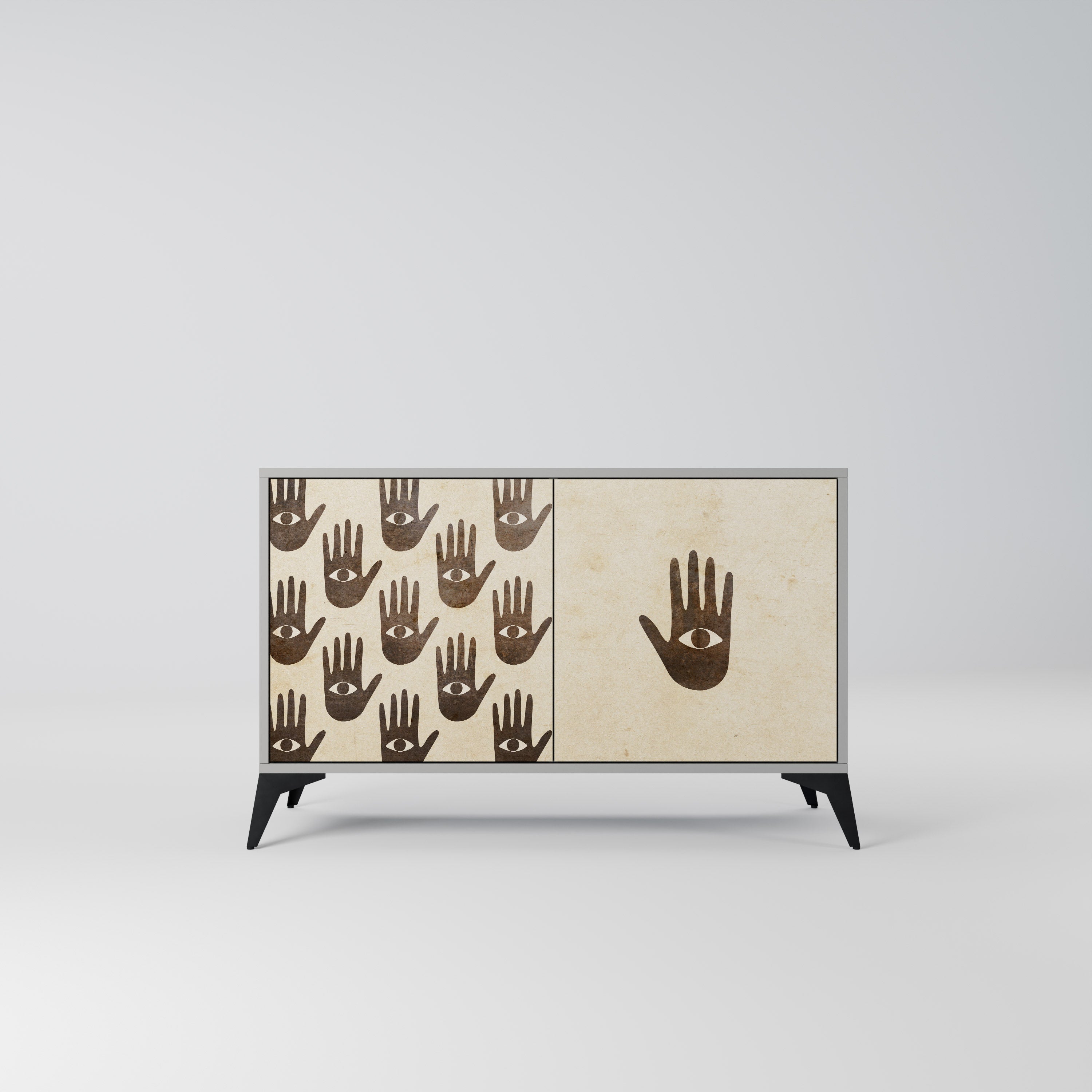 VOIR PLUS Buffet 2 portes en finition grise