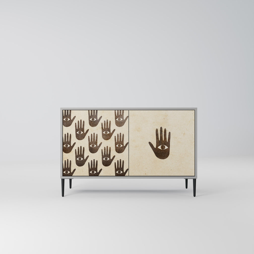 VOIR PLUS Buffet 2 portes en finition grise