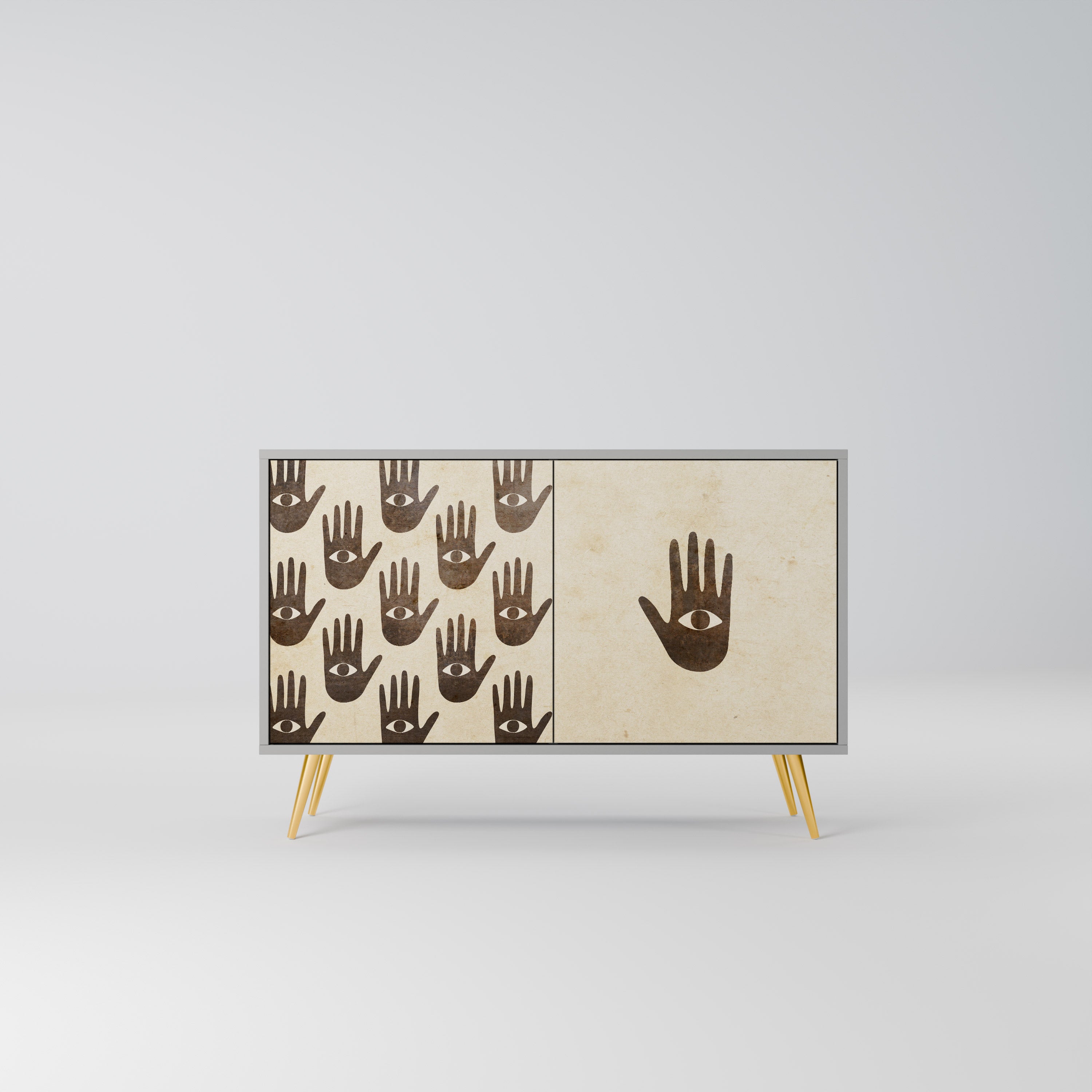 VOIR PLUS Buffet 2 portes en finition grise