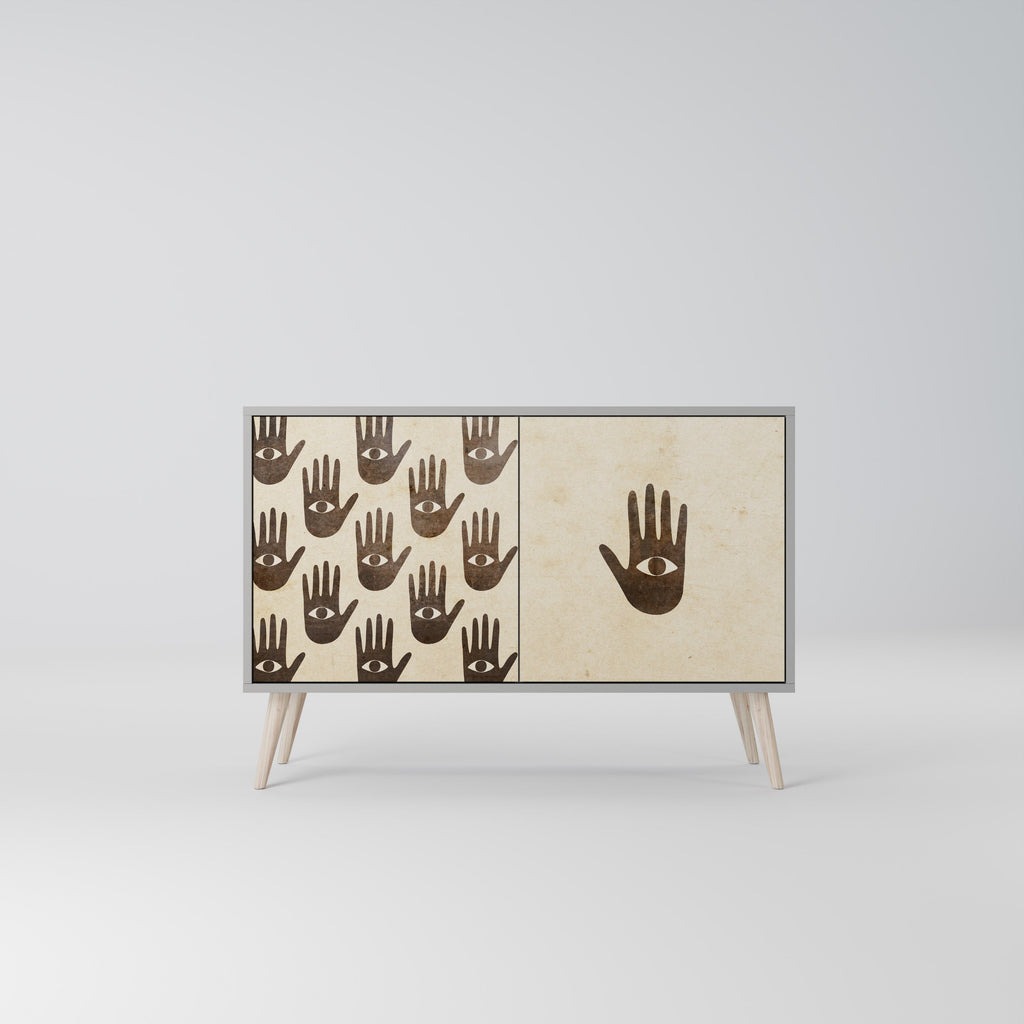 VOIR PLUS Buffet 2 portes en finition grise