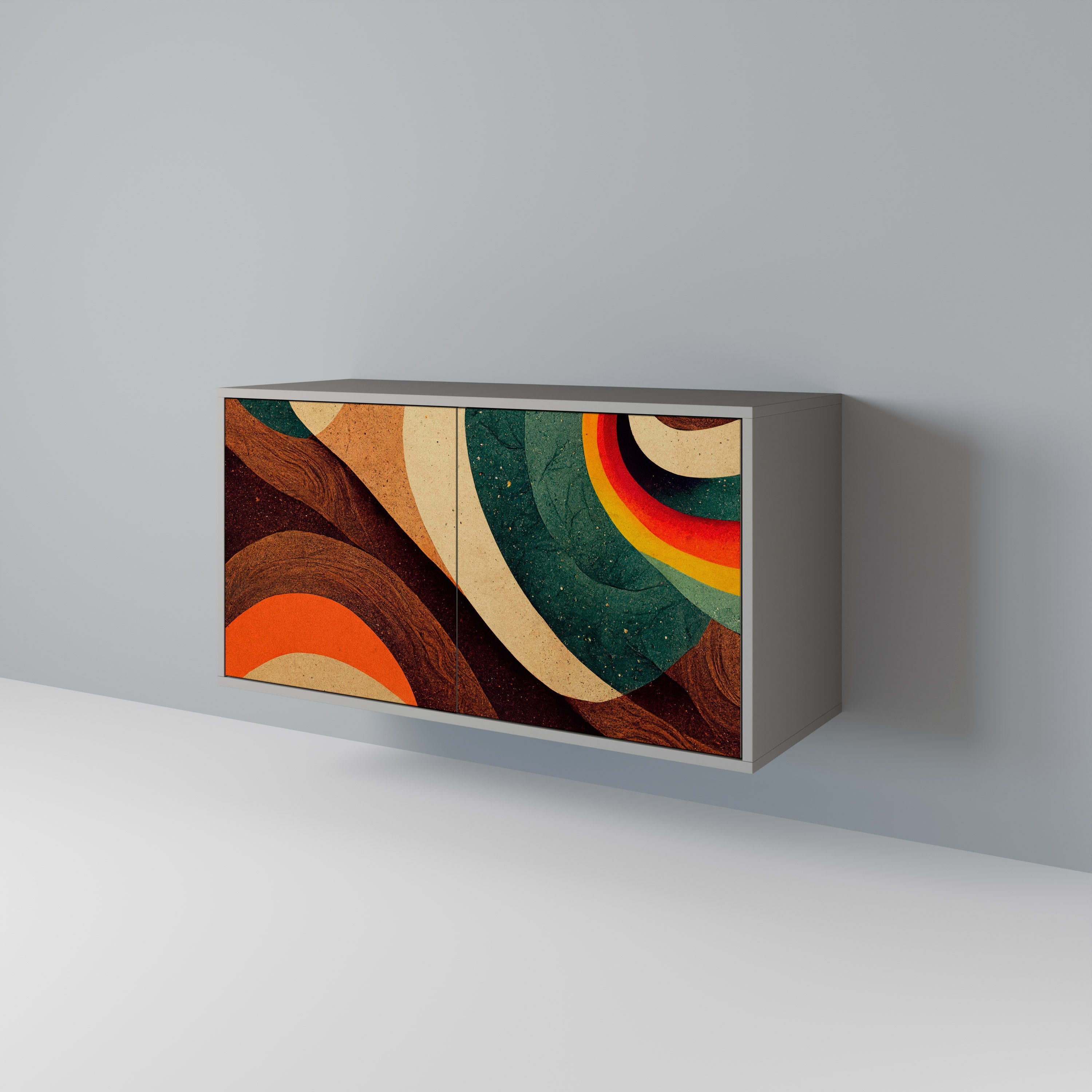 Buffet 2 portes COLORFUL STRANDS finition grise