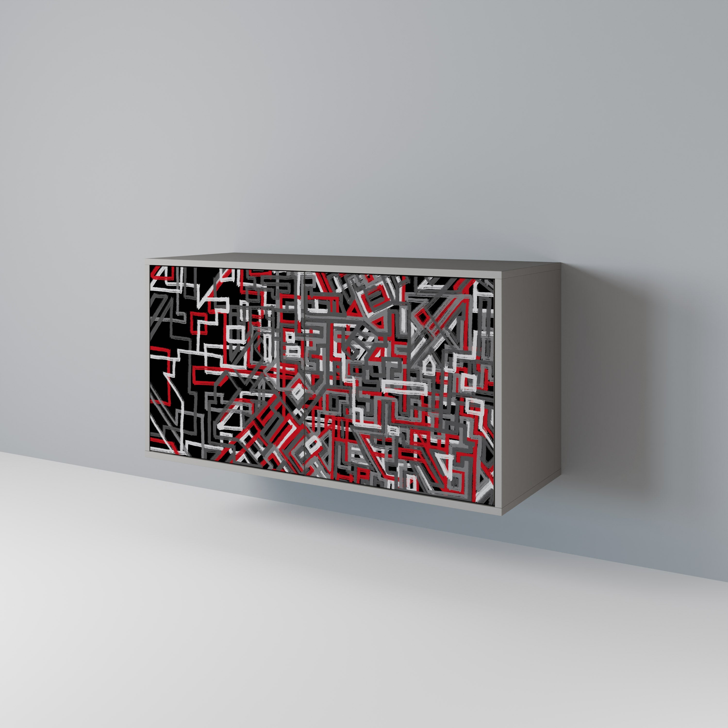 Buffet 2 portes BROKEN LINES finition grise