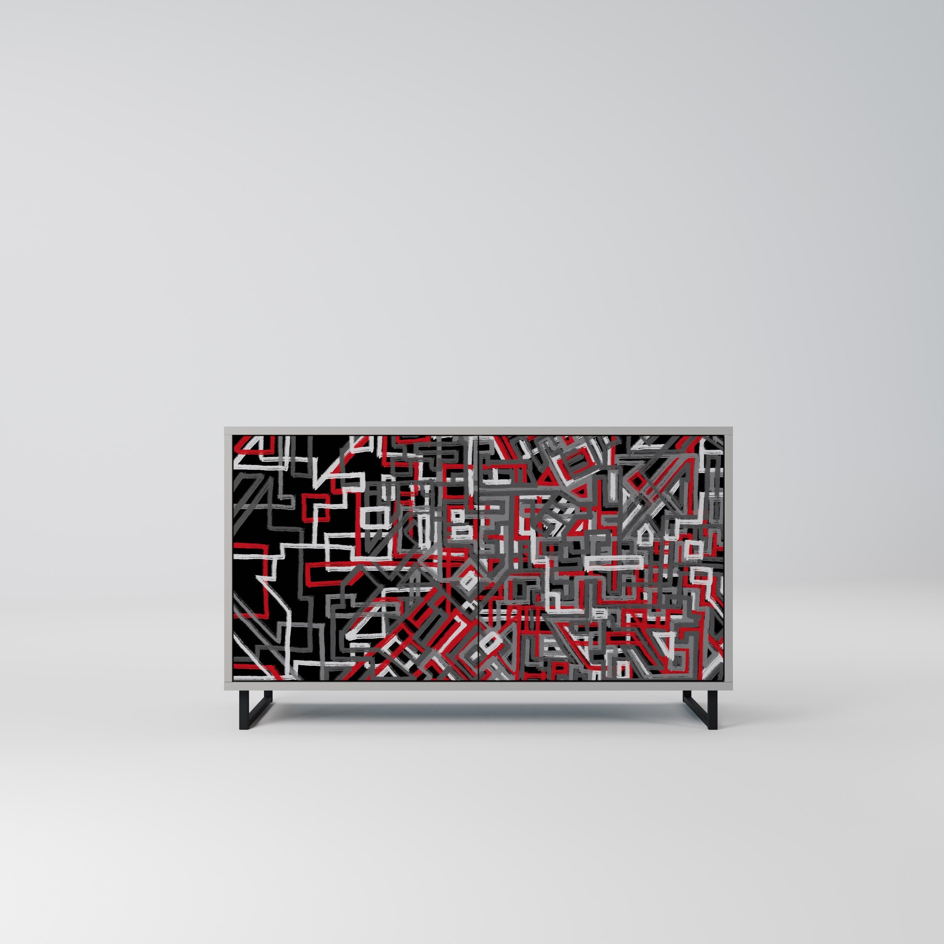 Buffet 2 portes BROKEN LINES finition grise