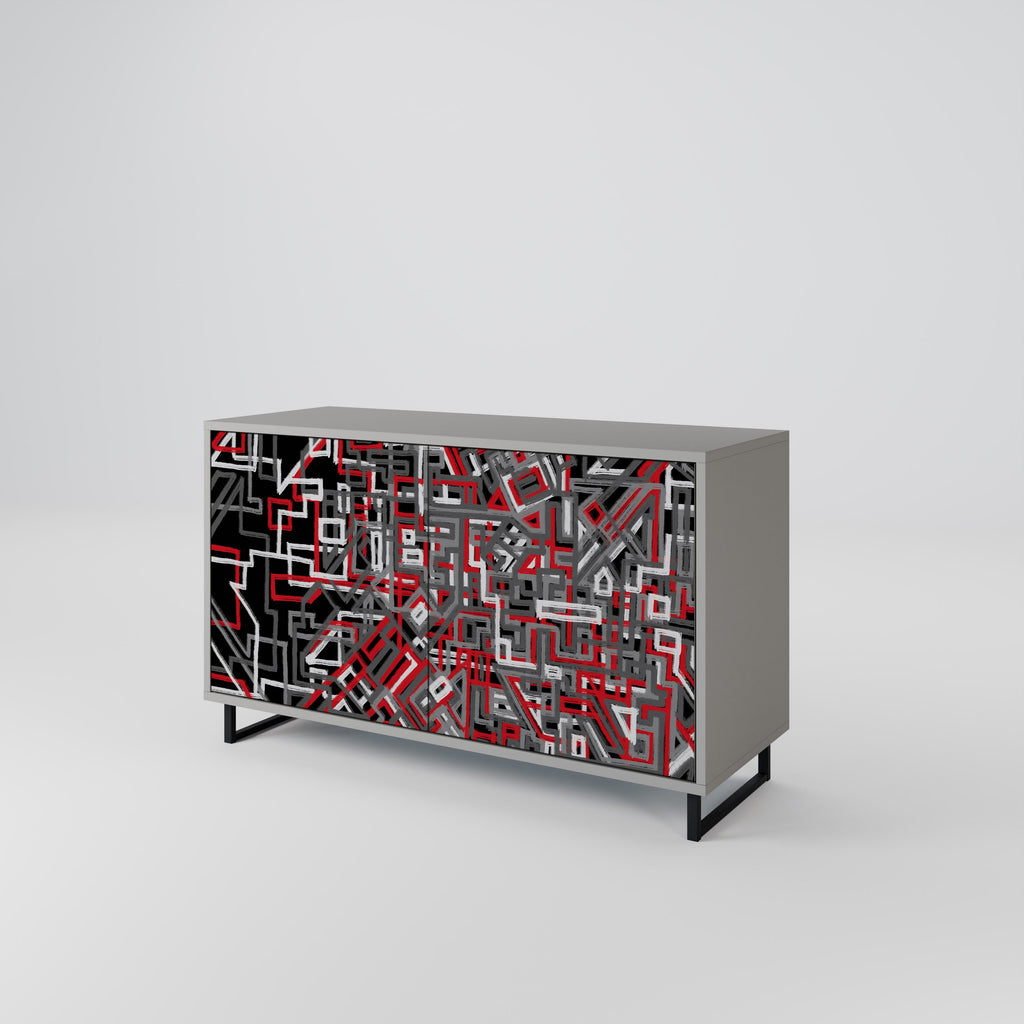 Buffet 2 portes BROKEN LINES finition grise