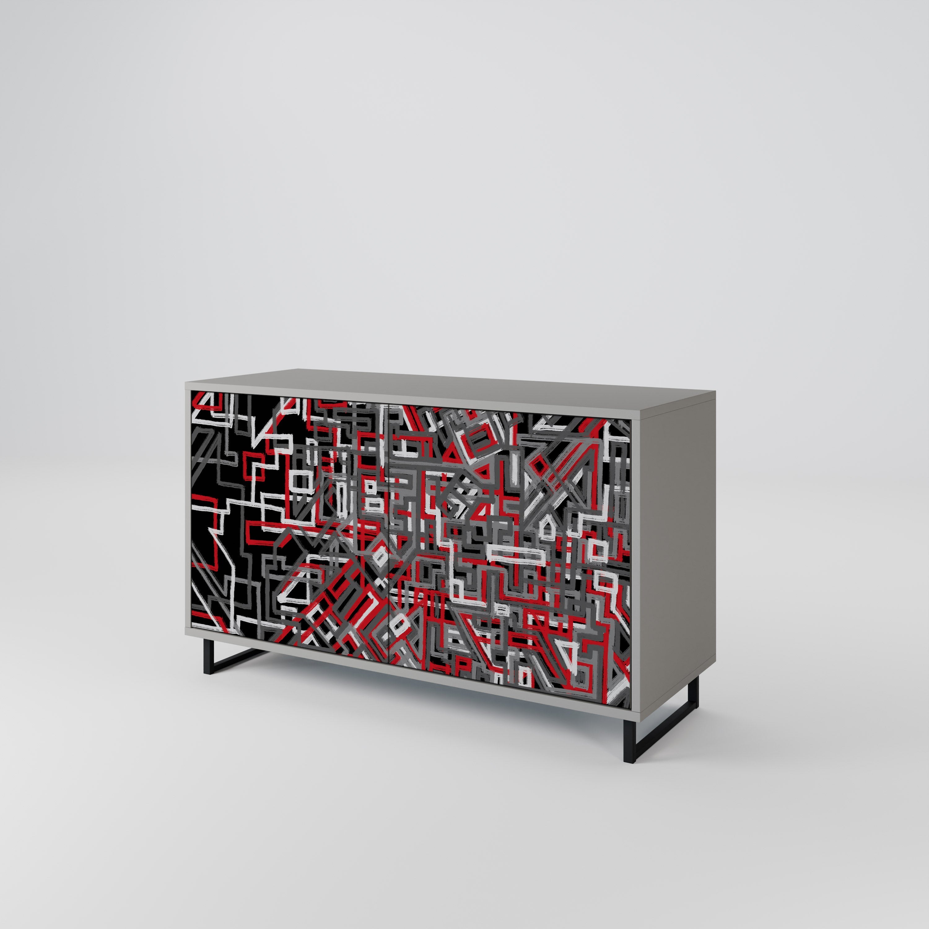 Buffet 2 portes BROKEN LINES finition grise