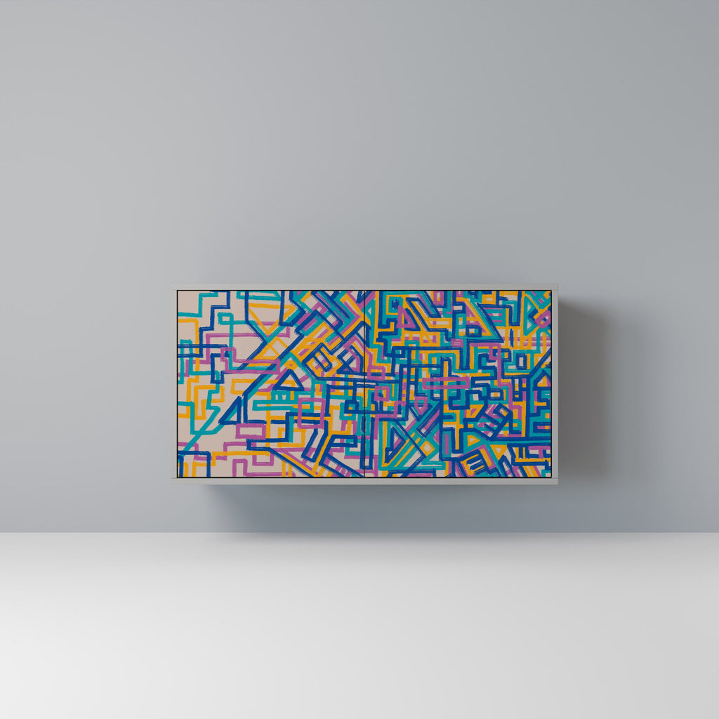 Buffet 2 portes MEMORIES MAP en finition grise