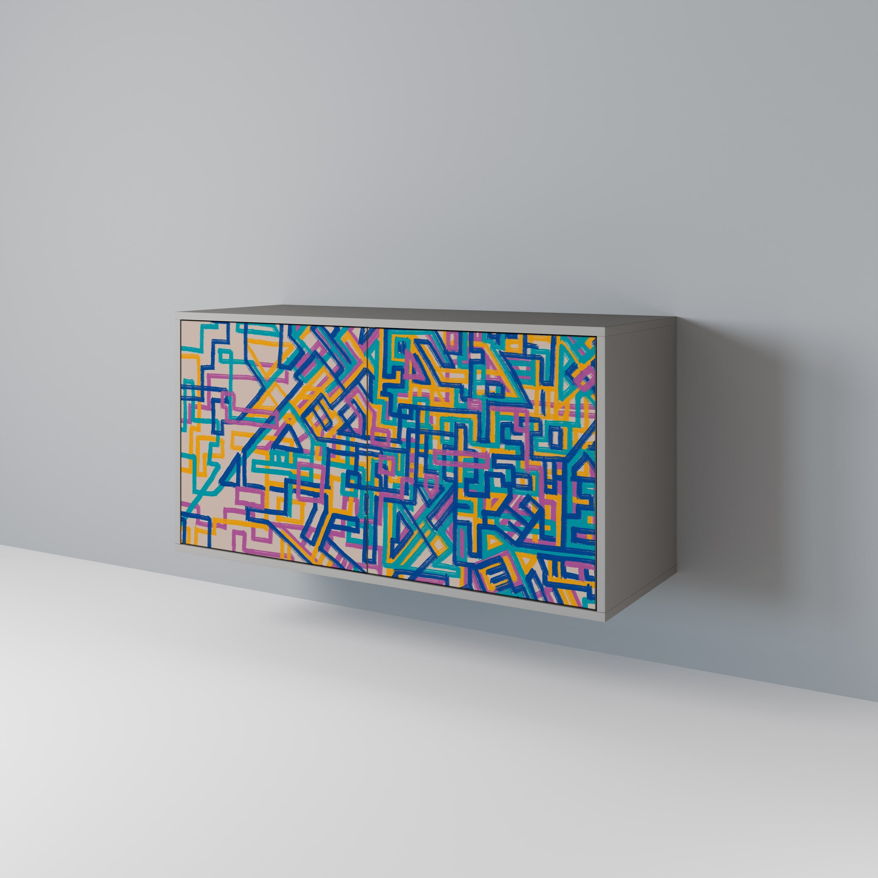 Buffet 2 portes MEMORIES MAP en finition grise