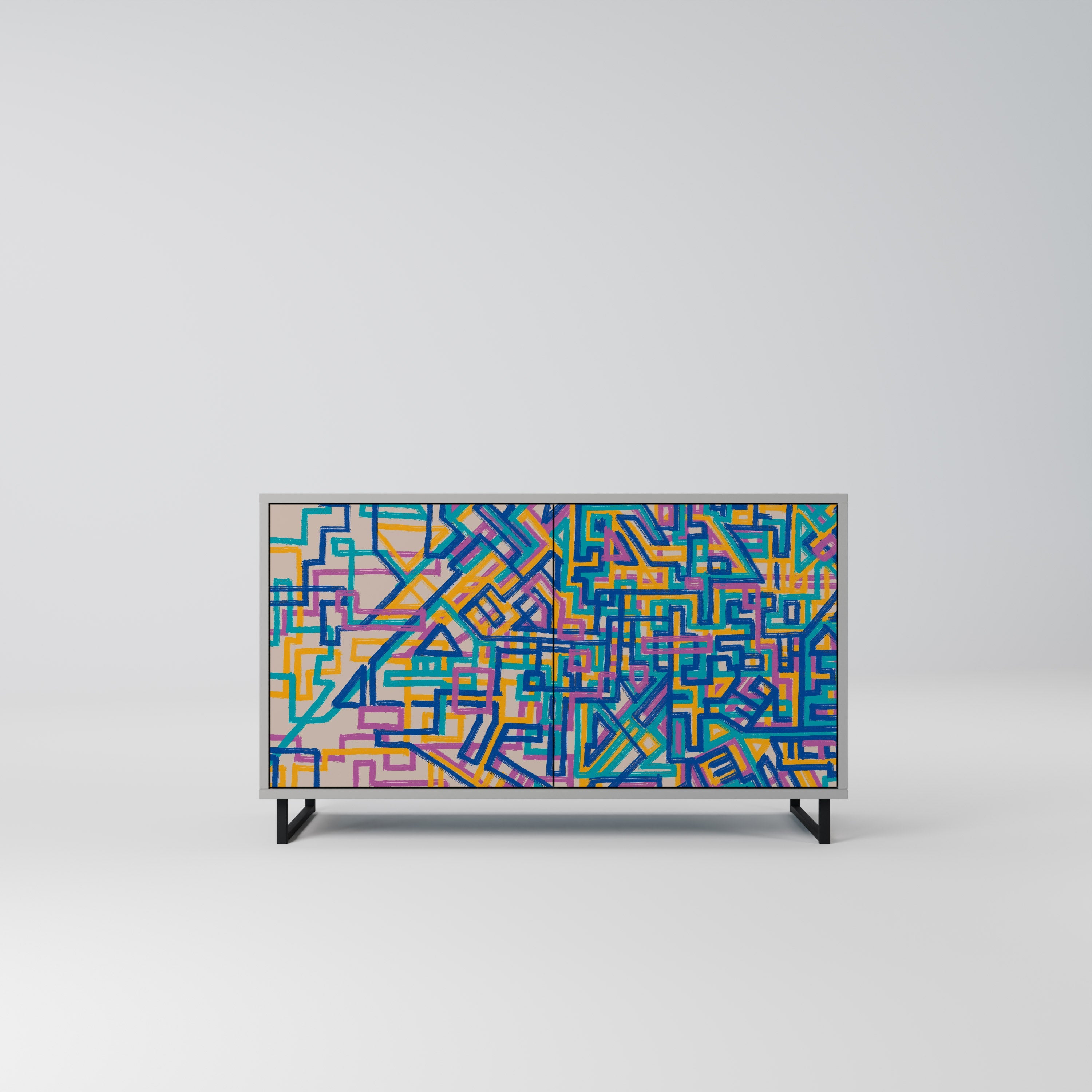 Buffet 2 portes MEMORIES MAP en finition grise