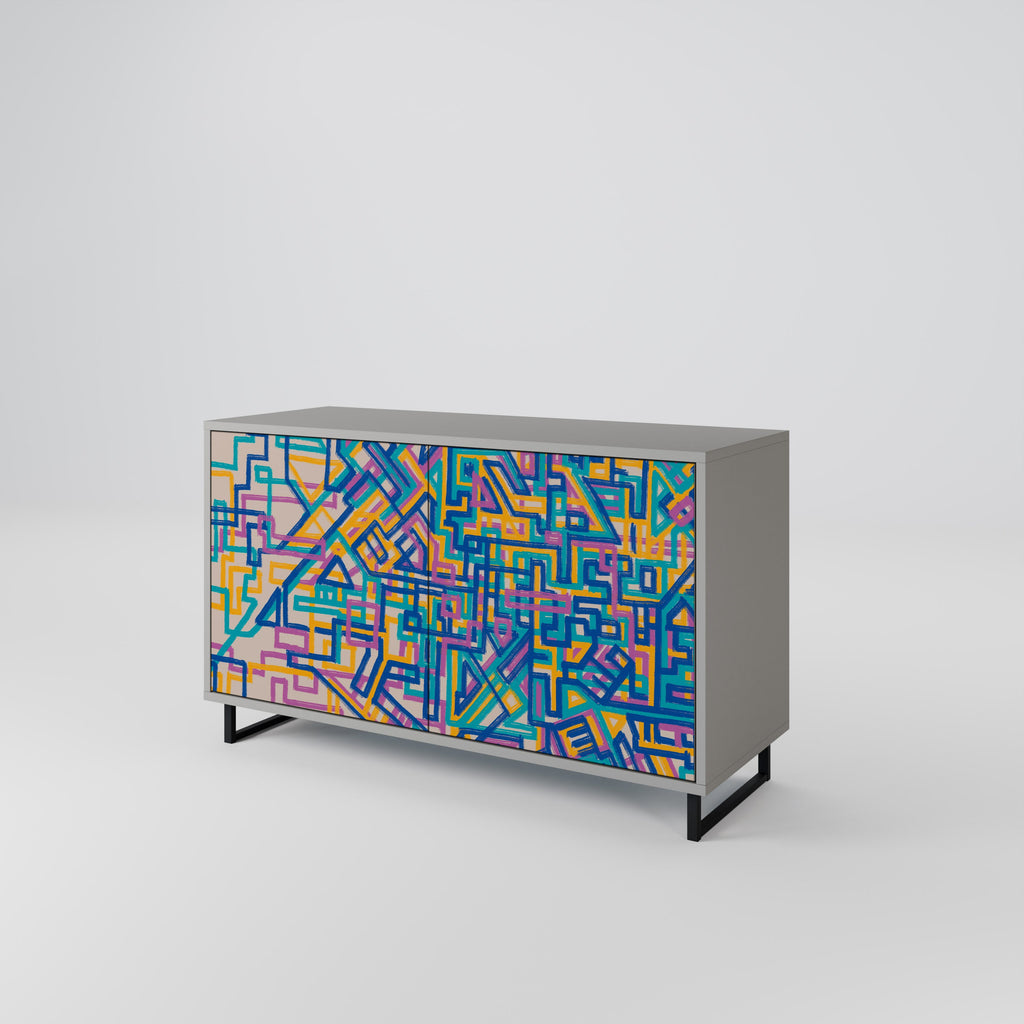 Buffet 2 portes MEMORIES MAP en finition grise