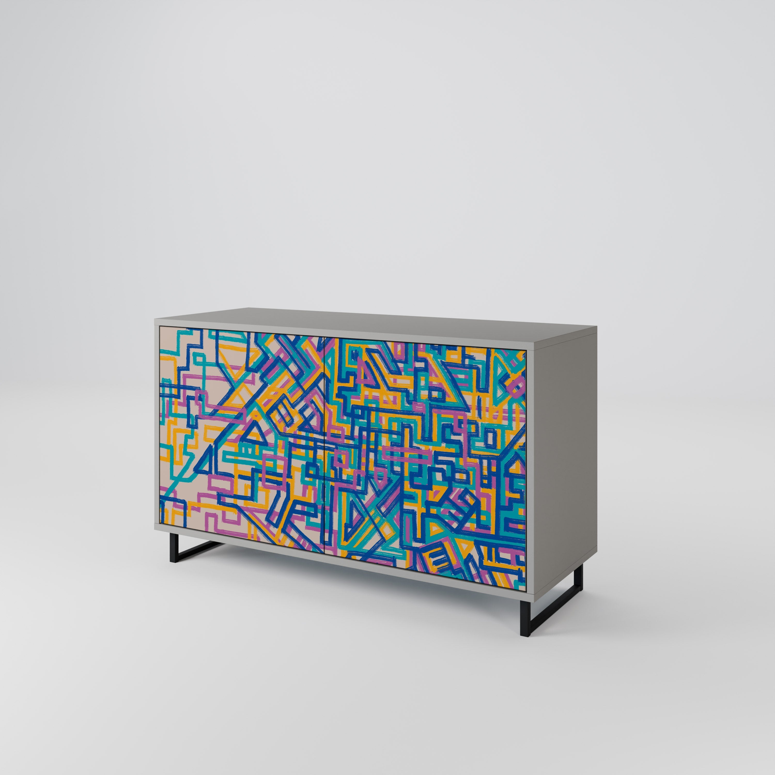 Buffet 2 portes MEMORIES MAP en finition grise