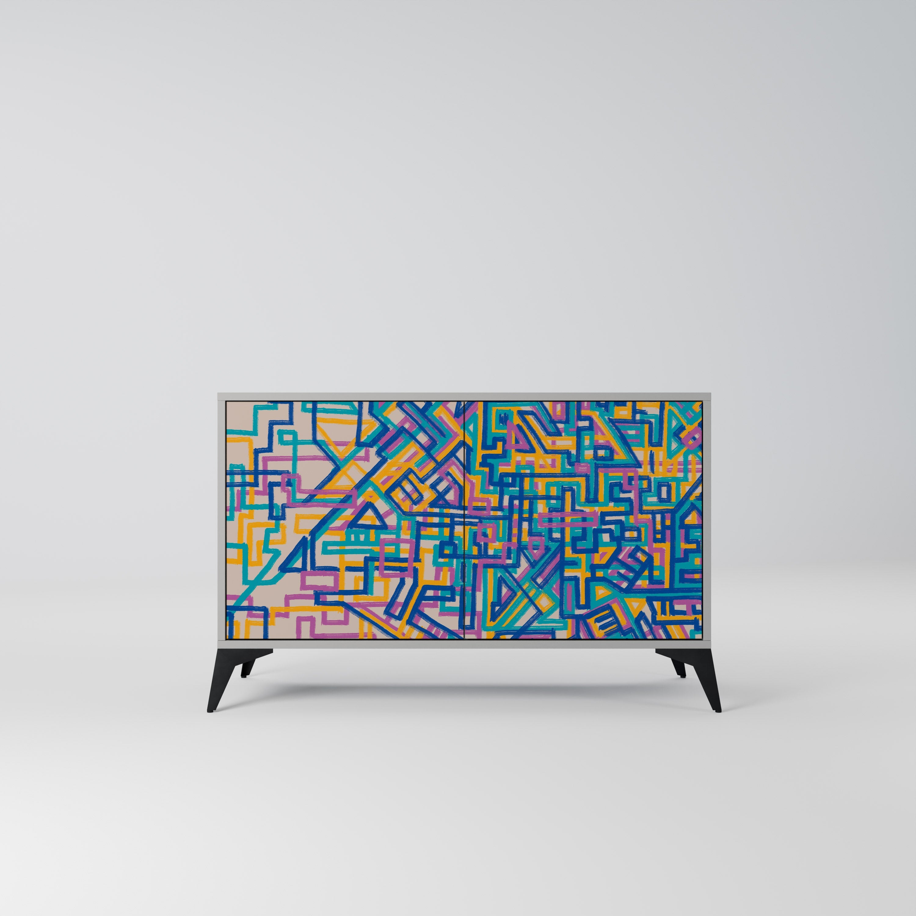 Buffet 2 portes MEMORIES MAP en finition grise