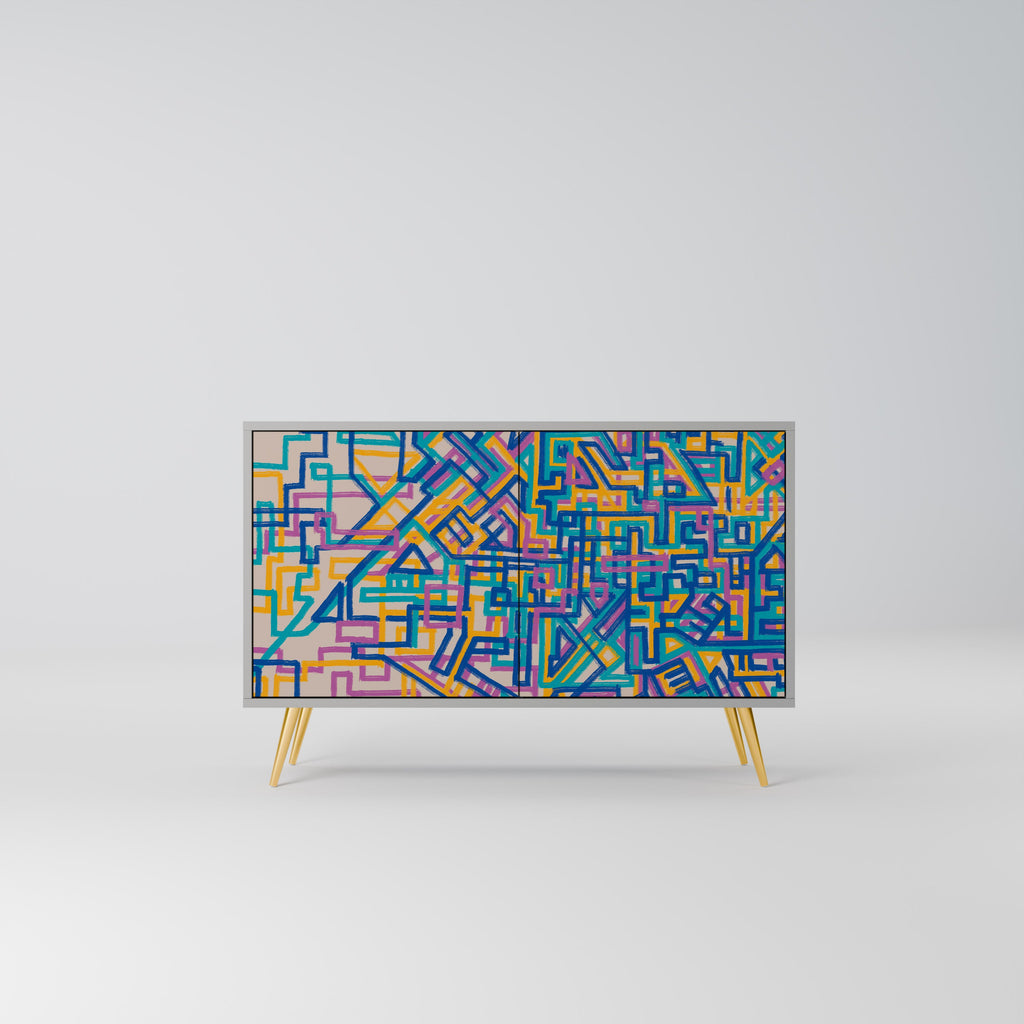 Buffet 2 portes MEMORIES MAP en finition grise