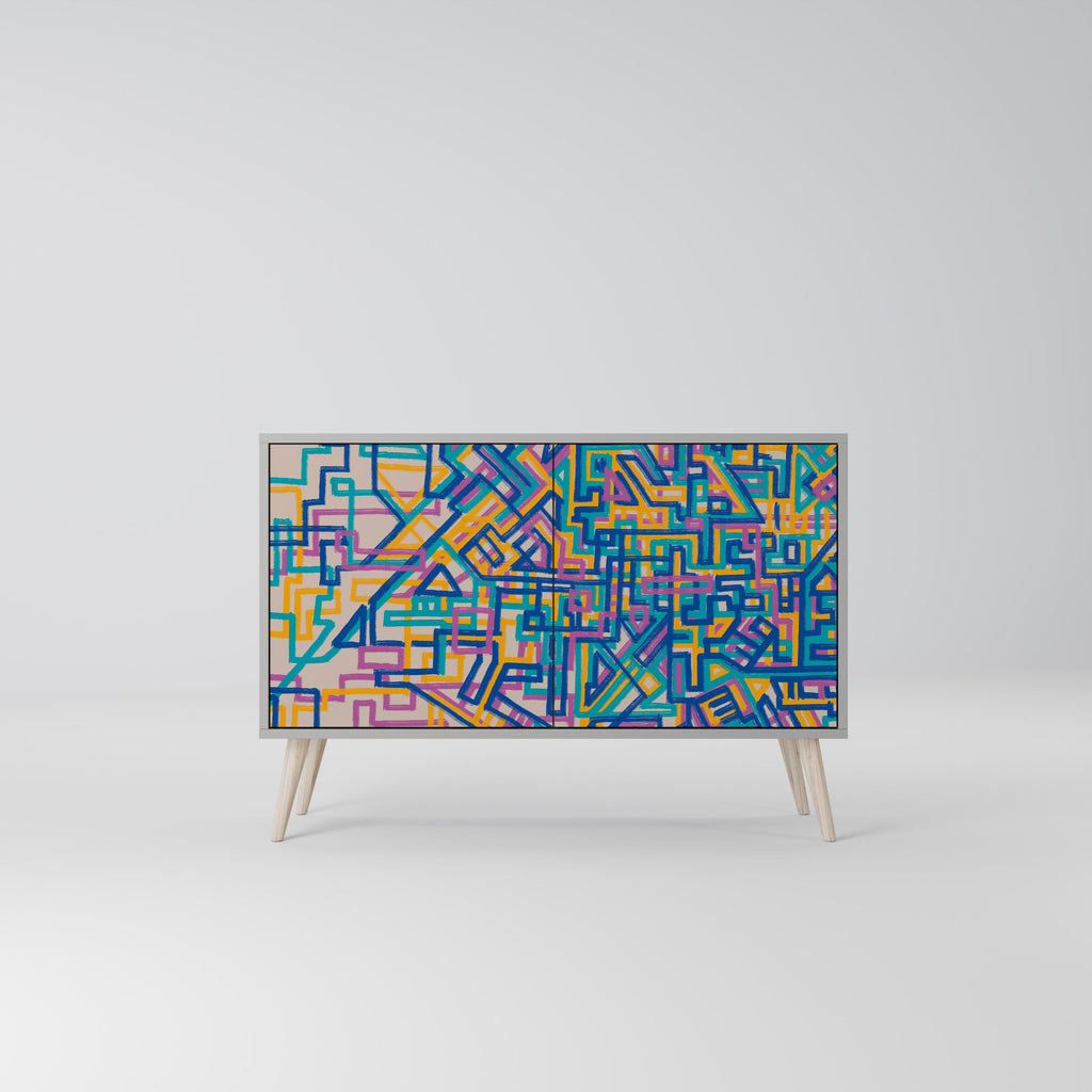 Buffet 2 portes MEMORIES MAP en finition grise