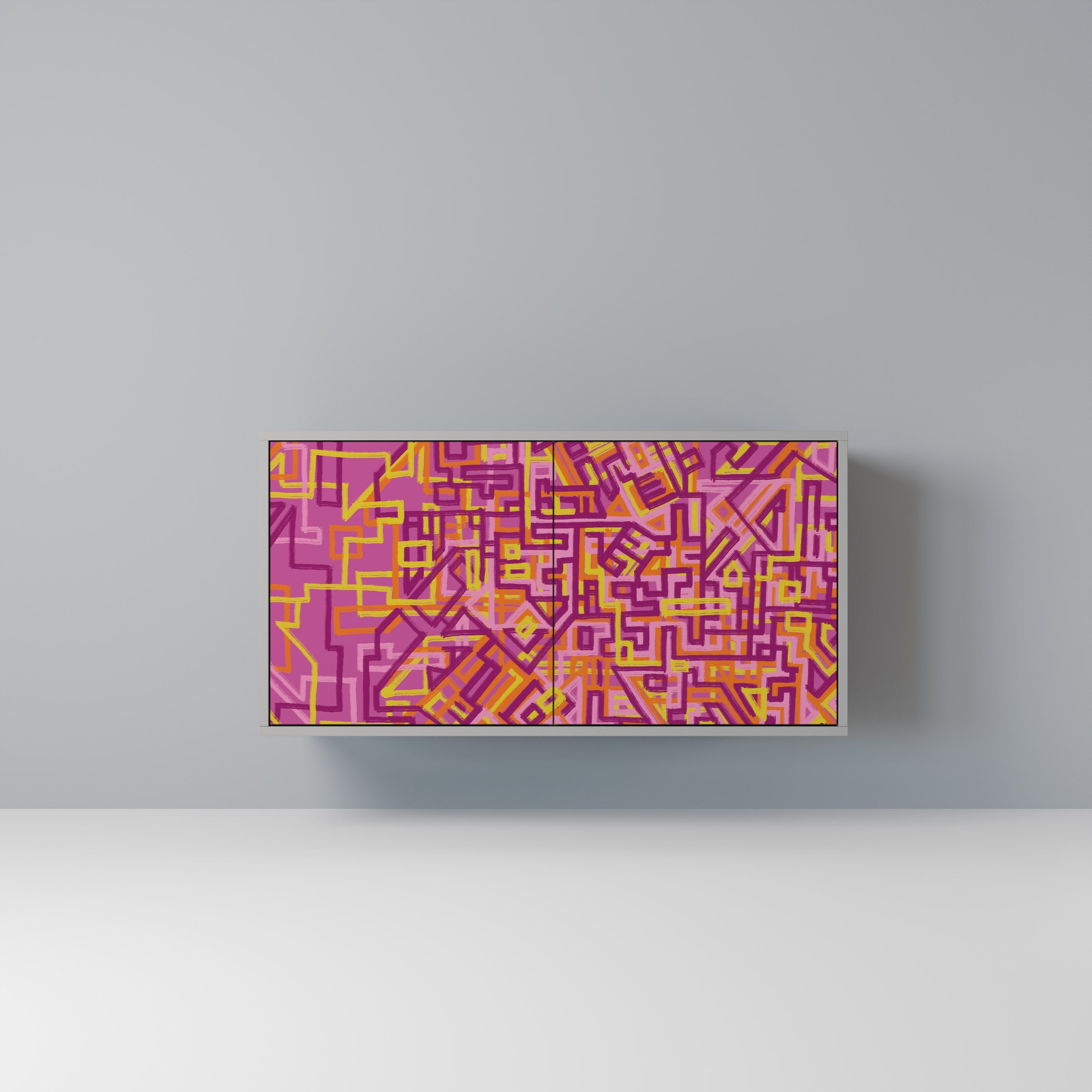 Buffet 2 portes LOVELY MEMORIES en finition grise