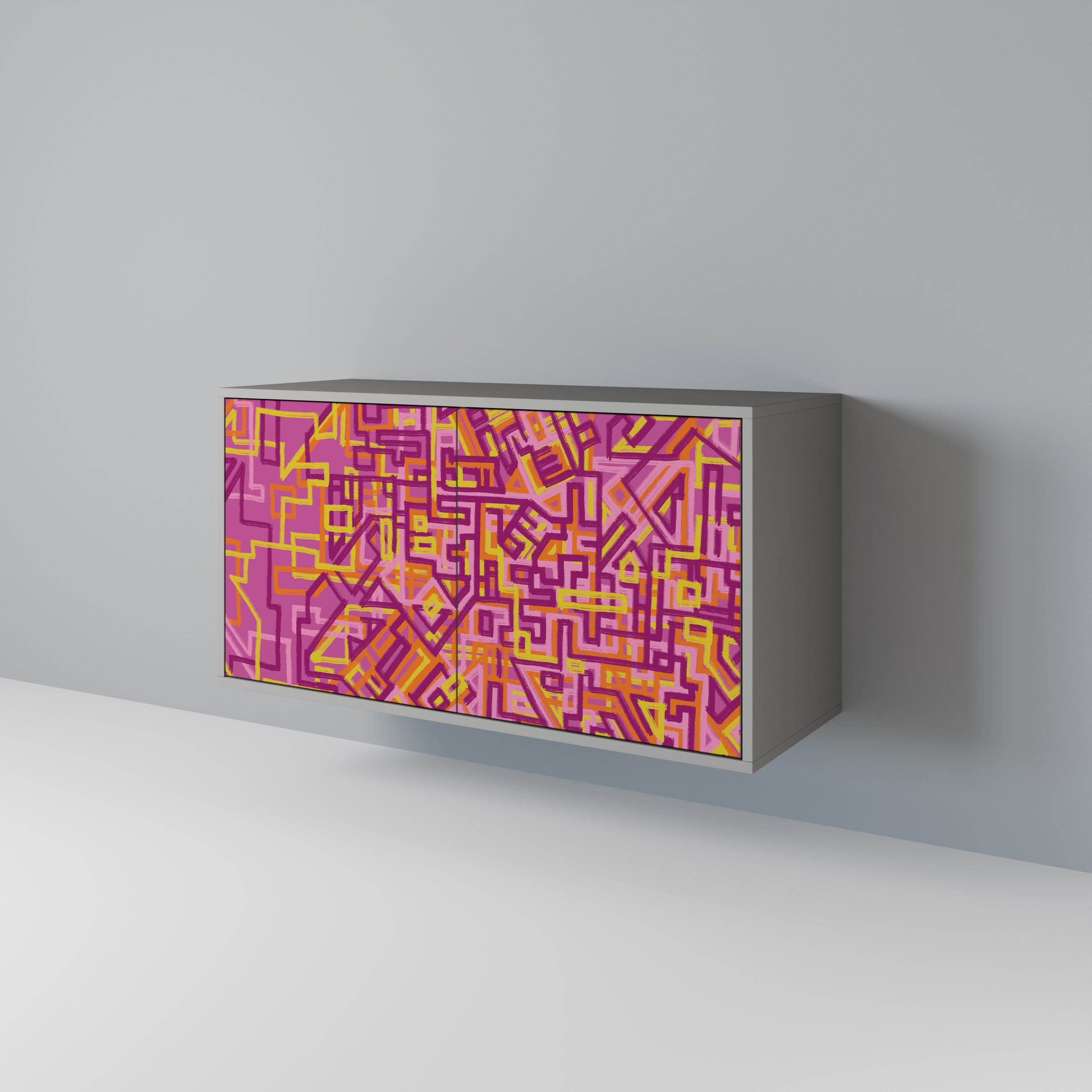 Buffet 2 portes LOVELY MEMORIES en finition grise