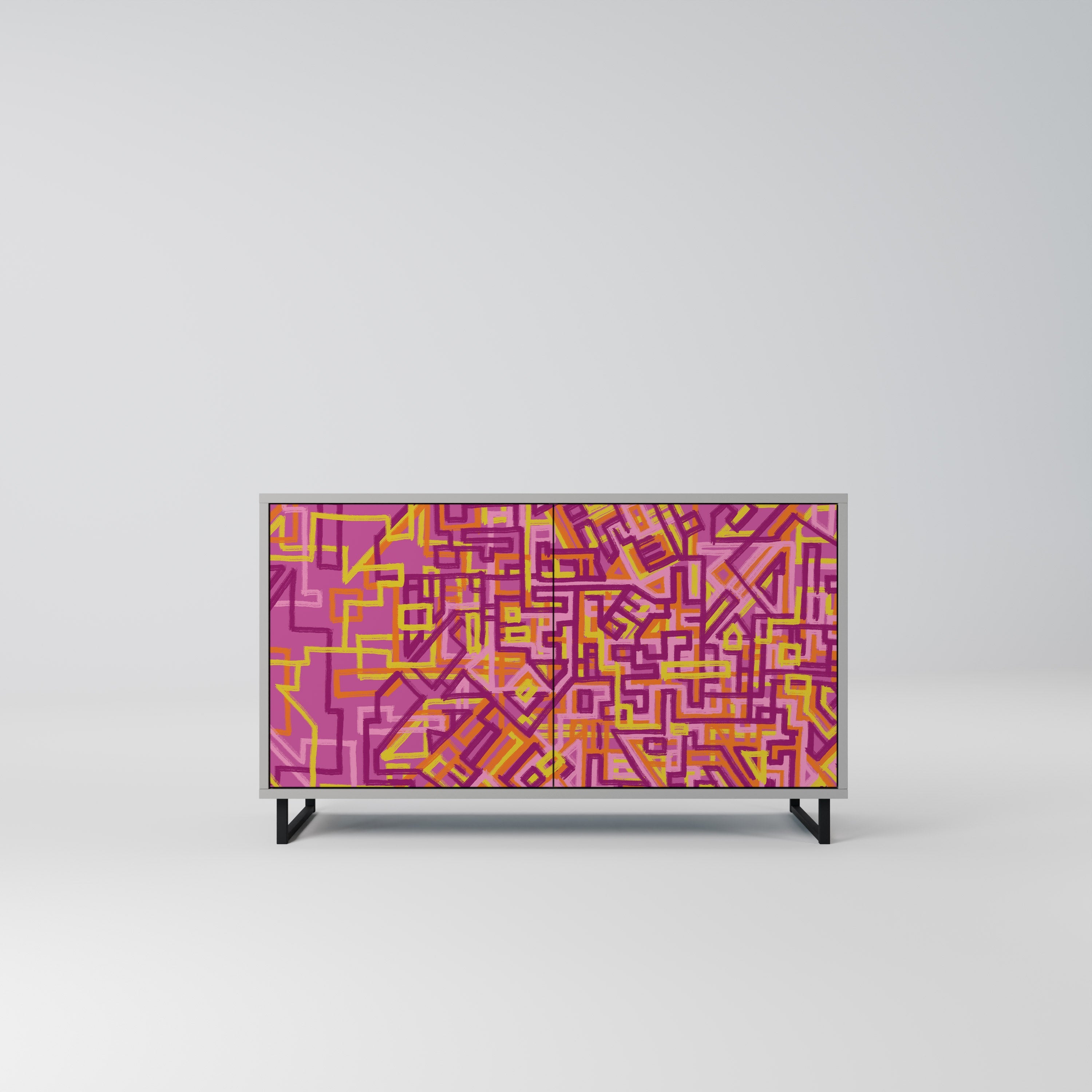 Buffet 2 portes LOVELY MEMORIES en finition grise