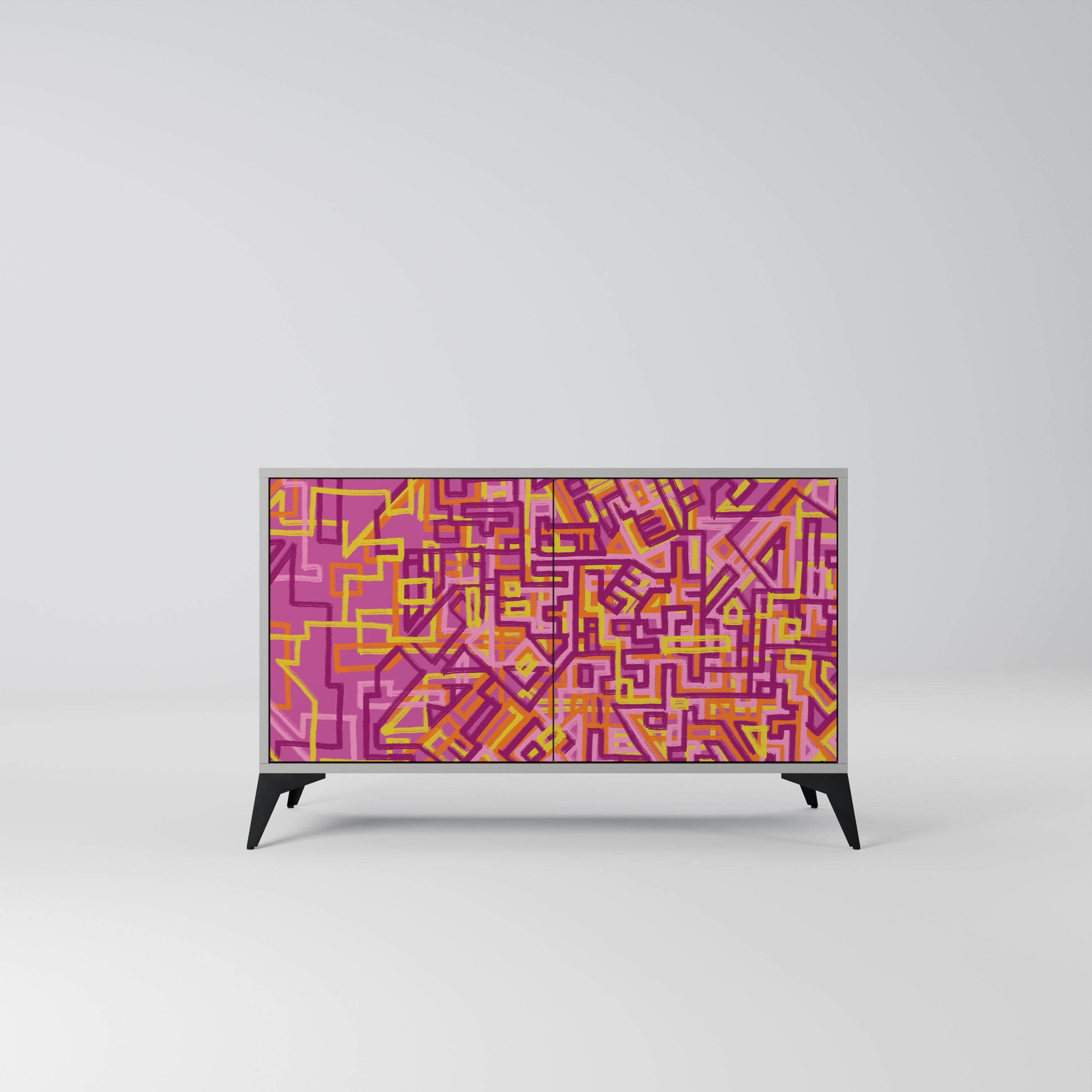 Buffet 2 portes LOVELY MEMORIES en finition grise