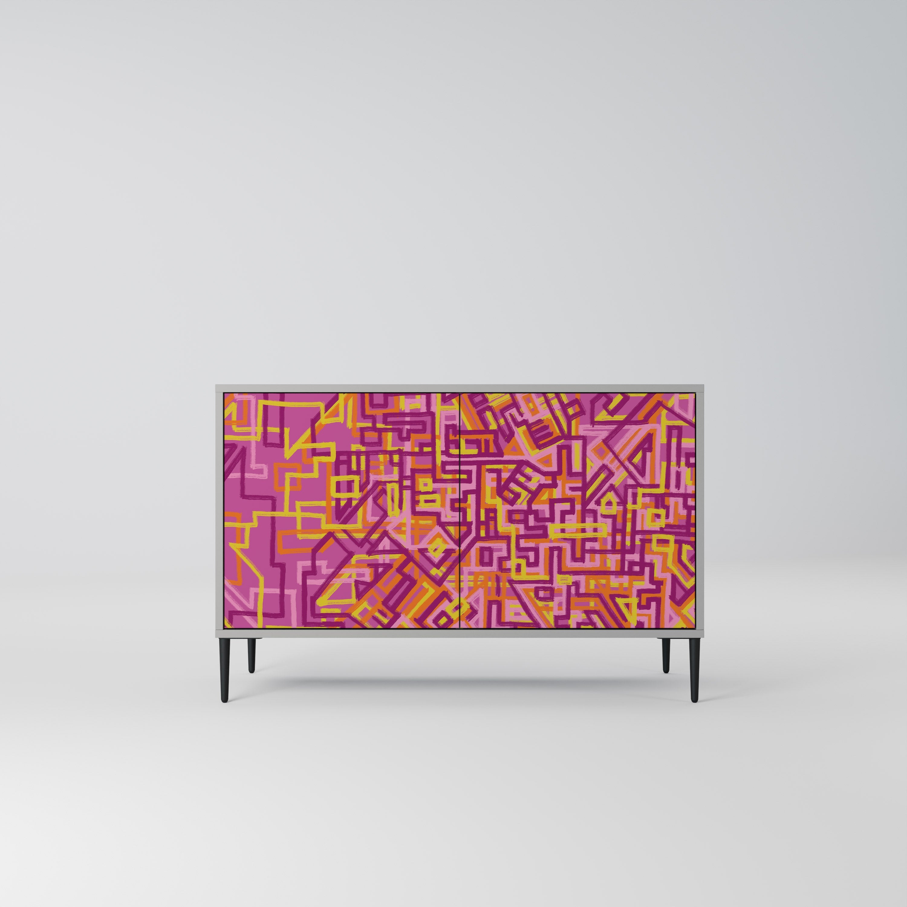 Buffet 2 portes LOVELY MEMORIES en finition grise