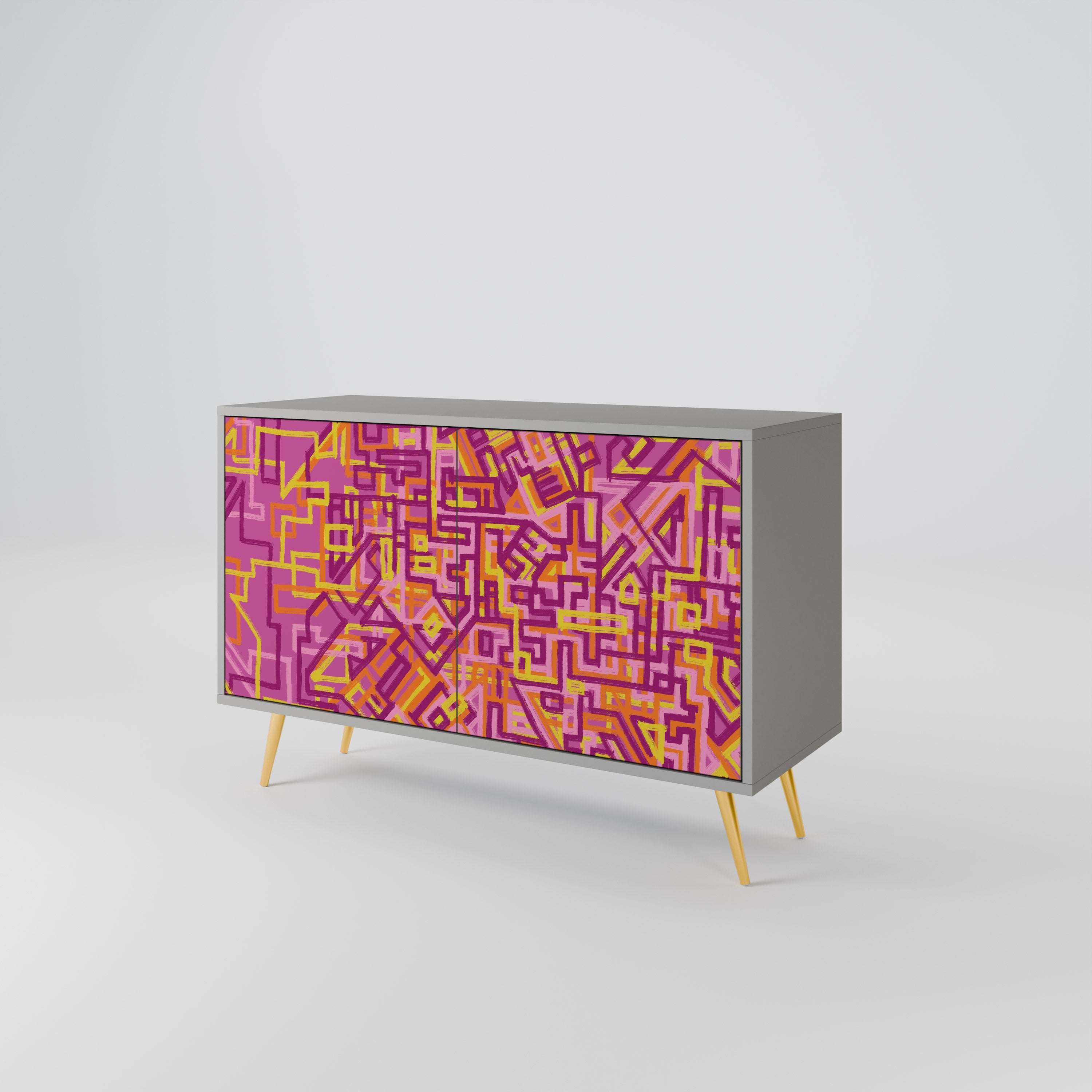 Buffet 2 portes LOVELY MEMORIES en finition grise