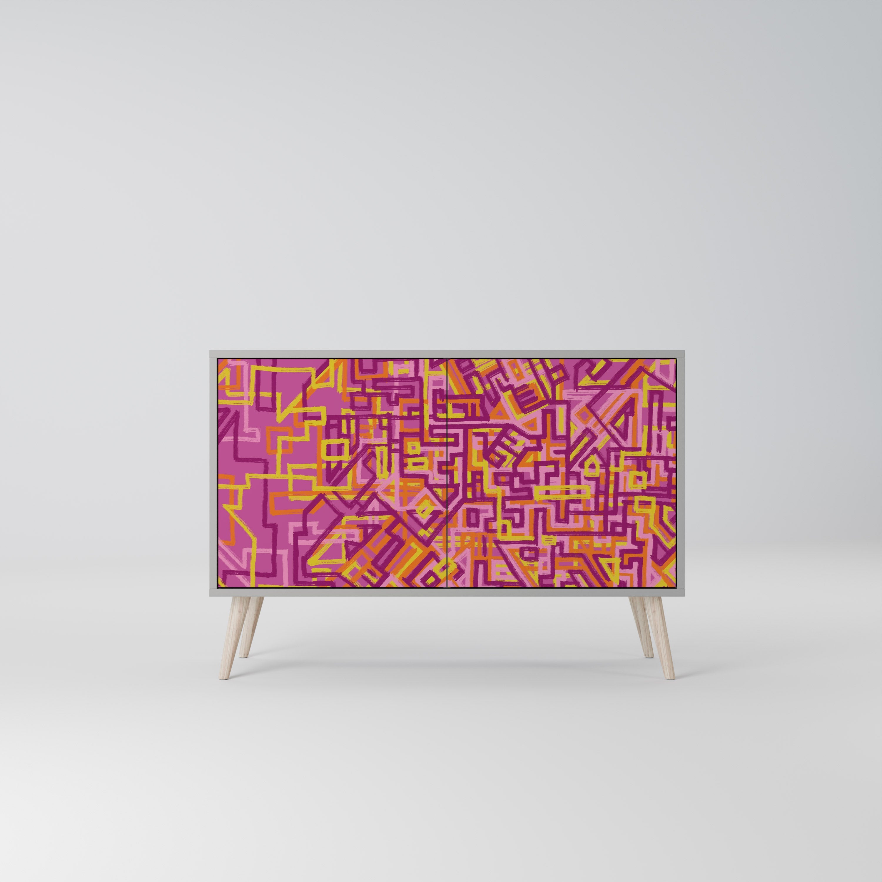 Buffet 2 portes LOVELY MEMORIES en finition grise