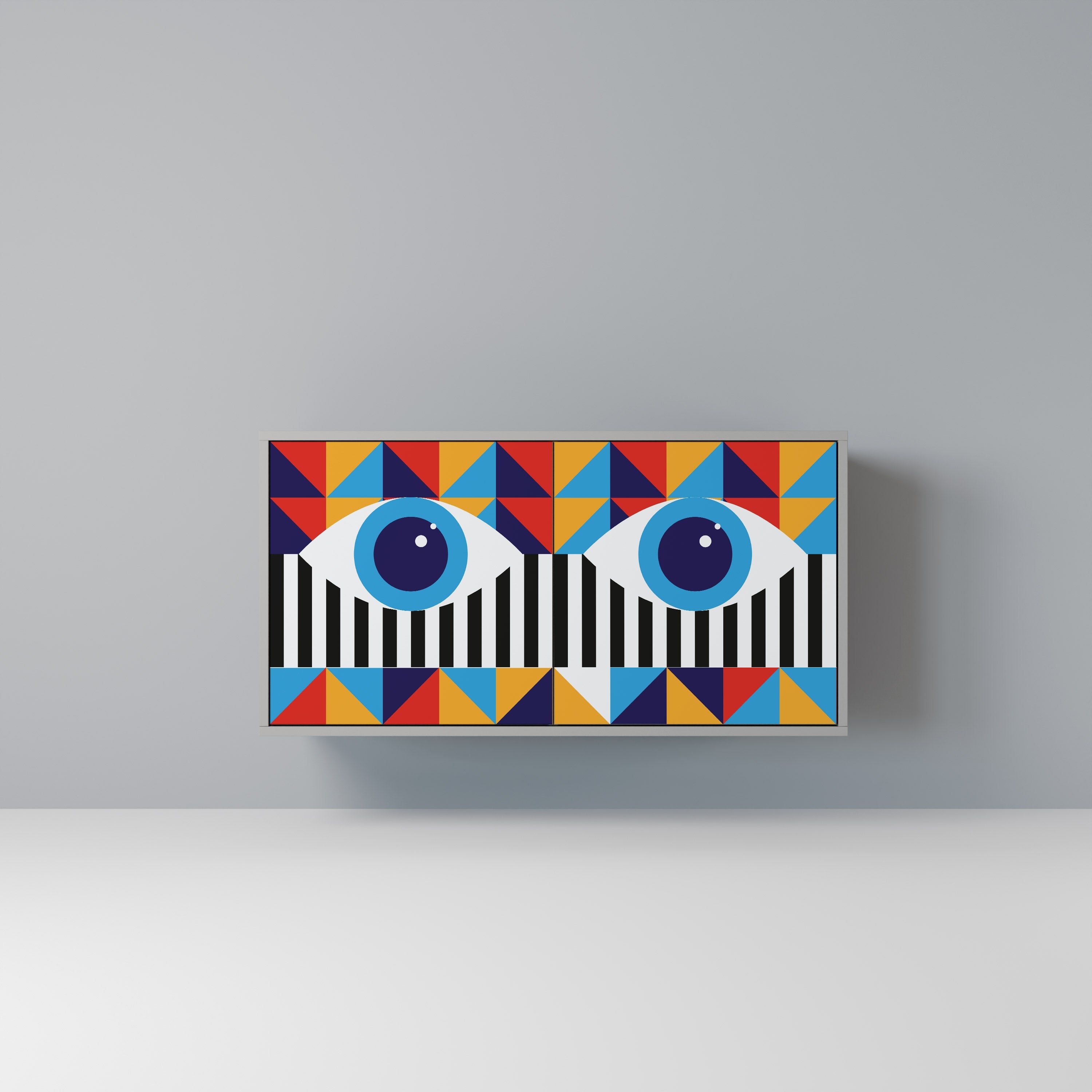 Buffet 2 portes ABSTRACTION ET GÉOMÉTRIE en finition grise