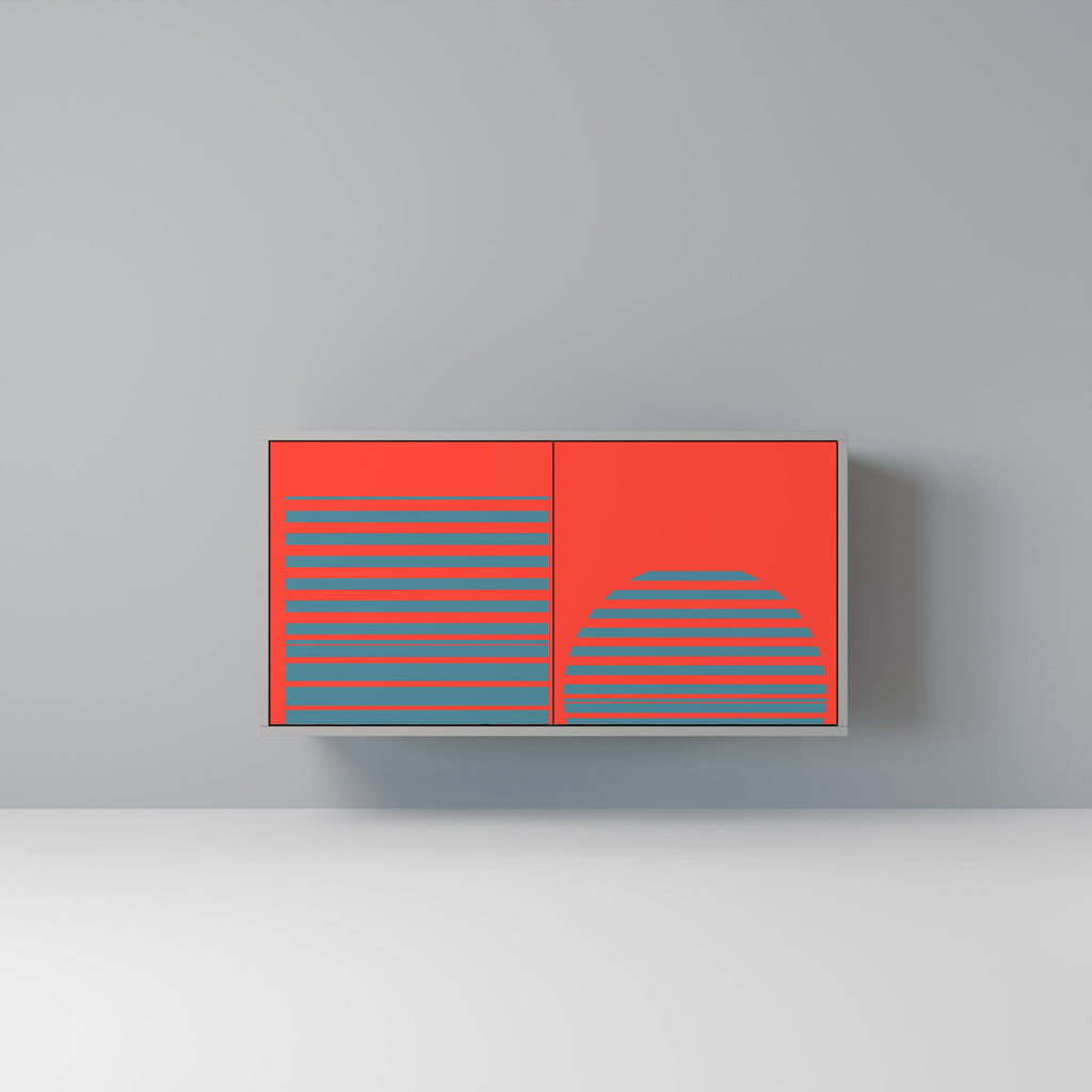 Buffet 2 portes RISING GEOMETRY STARS en finition grise