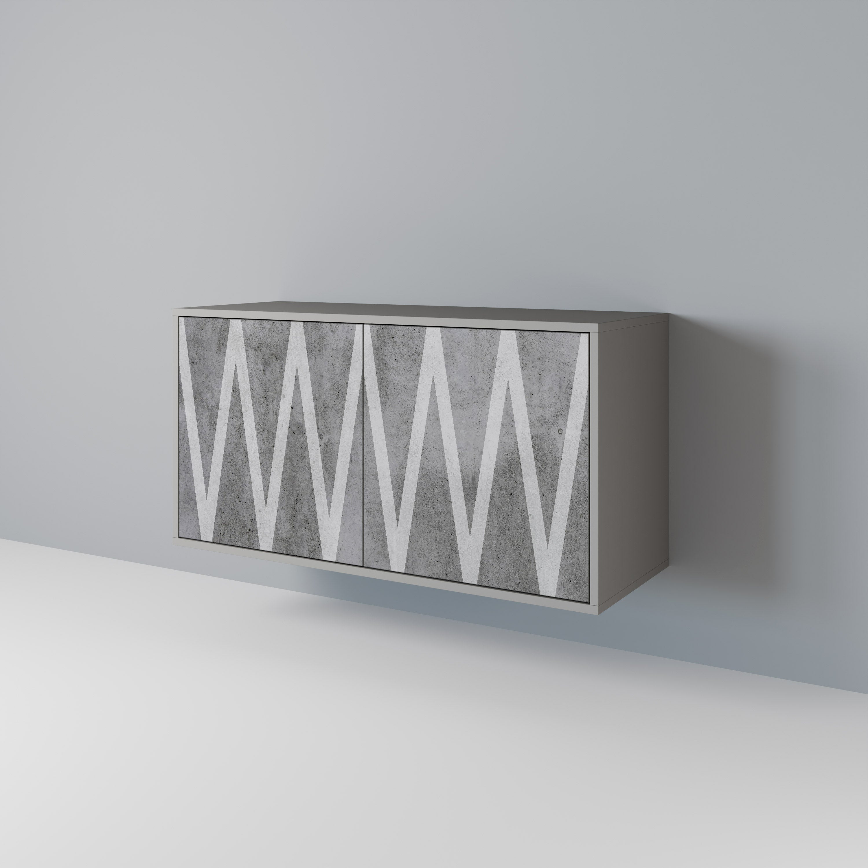 Buffet 2 portes SOLID ZIG ZAG finition grise