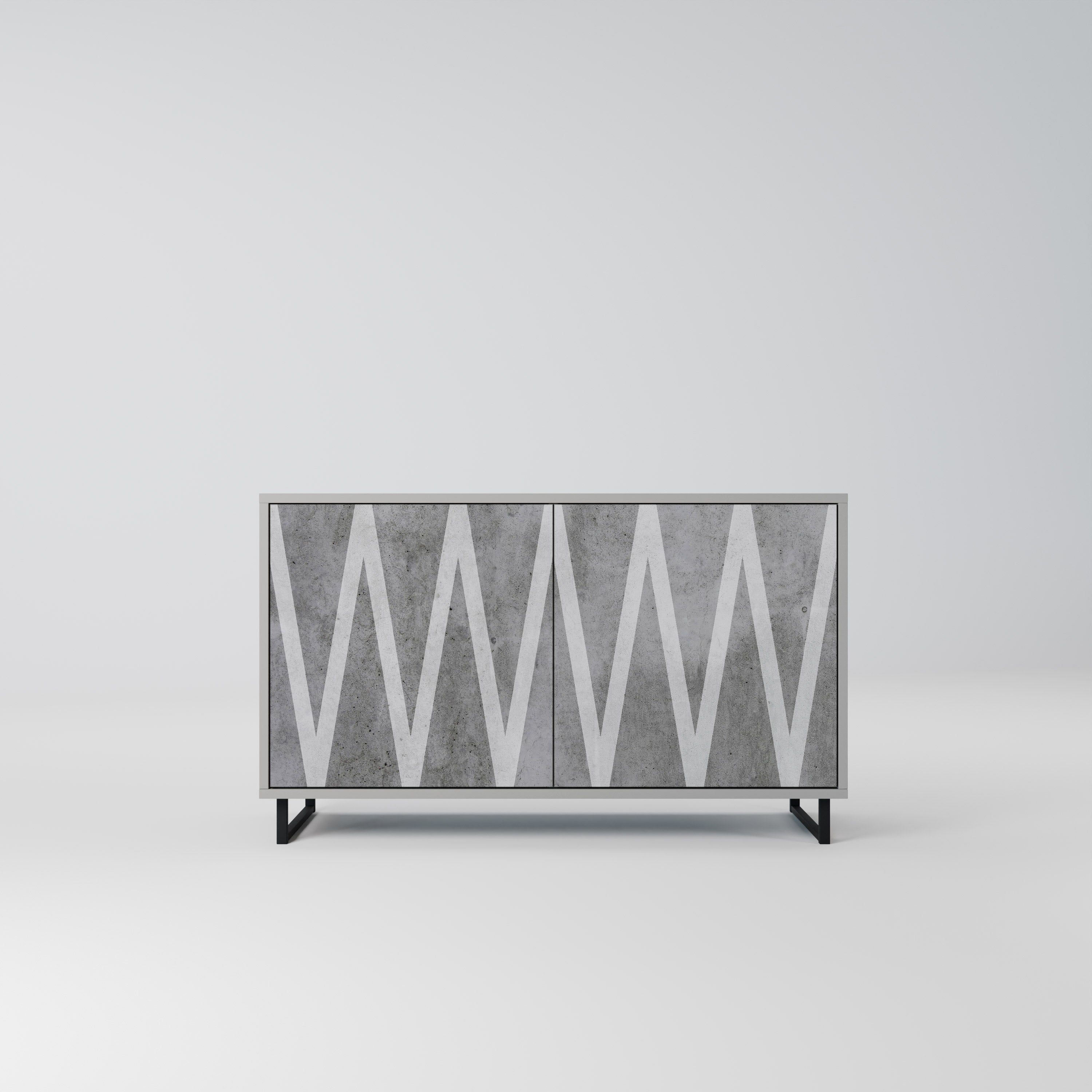 Buffet 2 portes SOLID ZIG ZAG finition grise