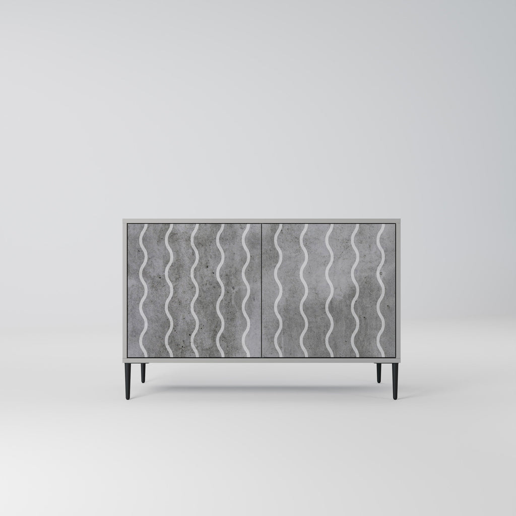 Buffet 2 portes WAVES OF CONCRETE en finition grise