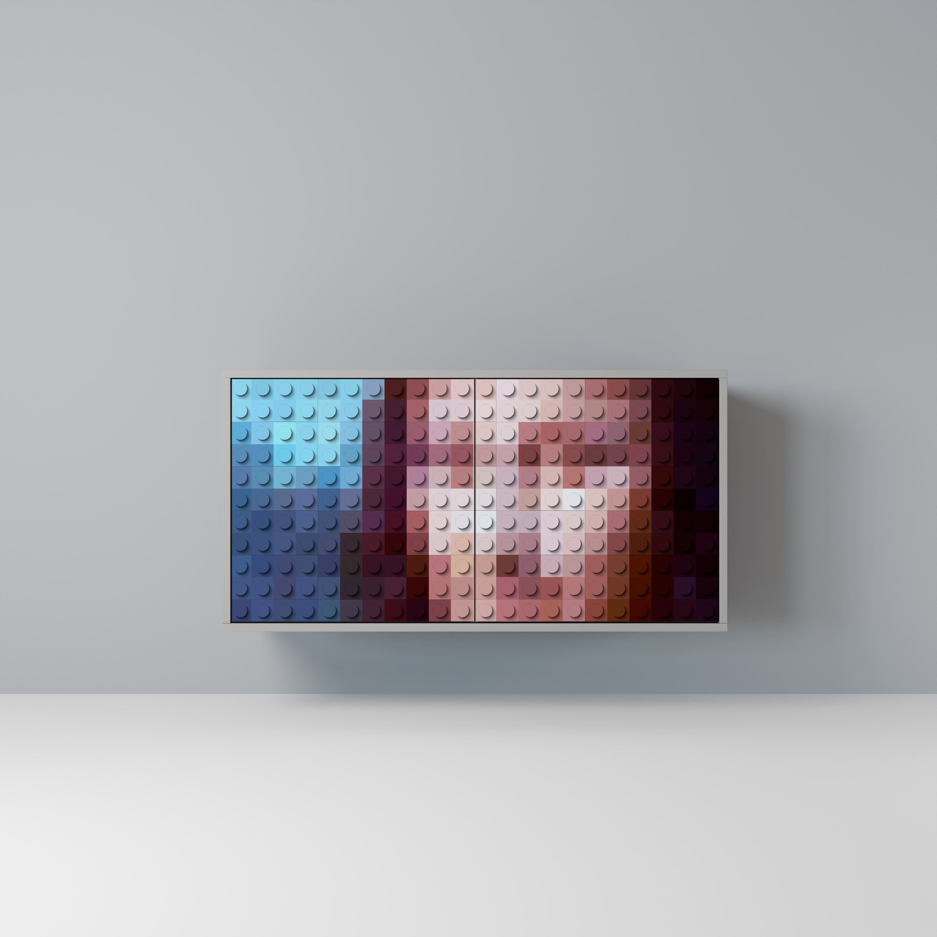 Buffet 2 portes CONSTRUCTIVE ART en finition grise