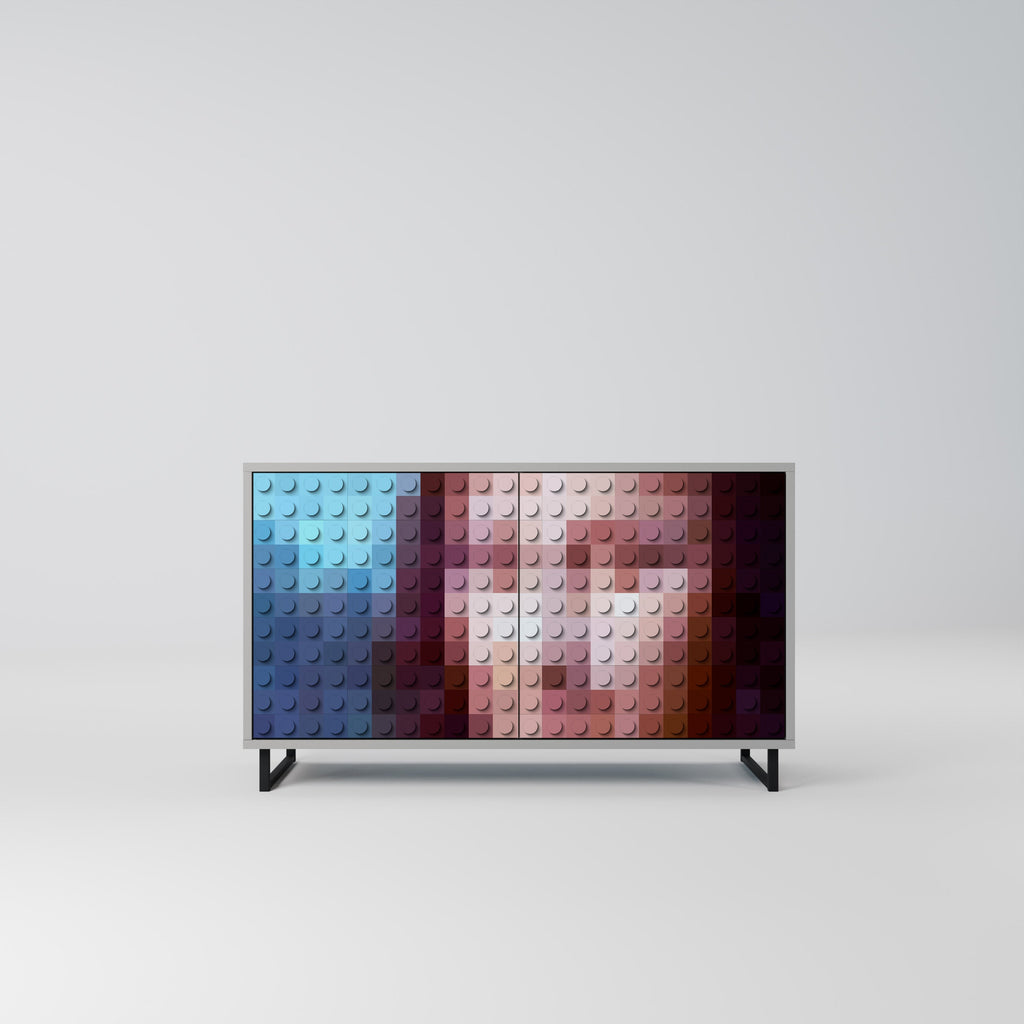 Buffet 2 portes CONSTRUCTIVE ART en finition grise