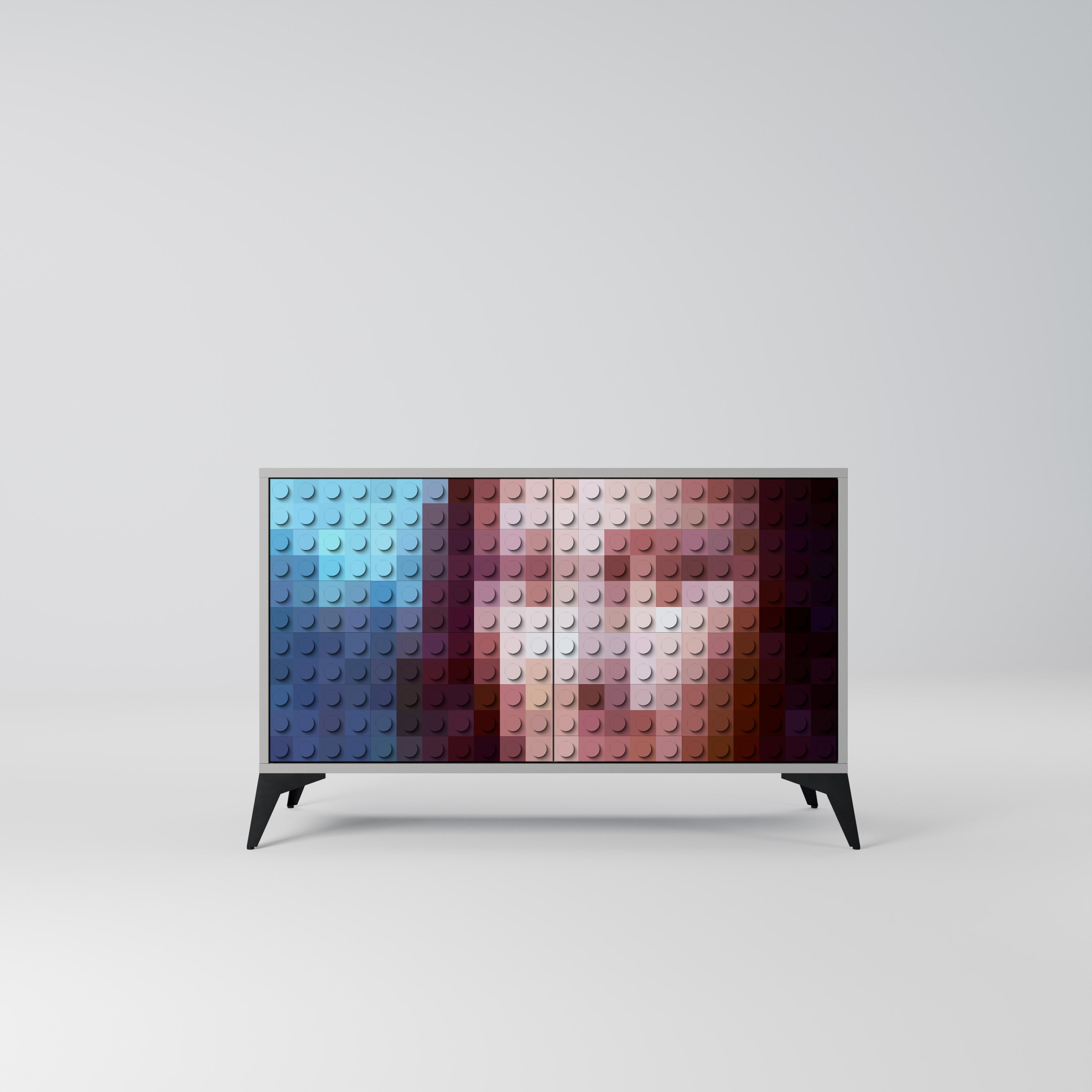 Buffet 2 portes CONSTRUCTIVE ART en finition grise