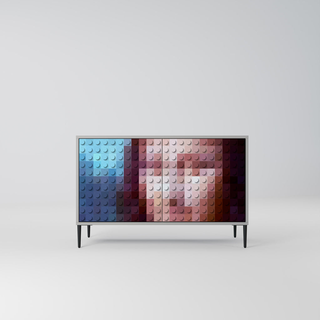 Buffet 2 portes CONSTRUCTIVE ART en finition grise