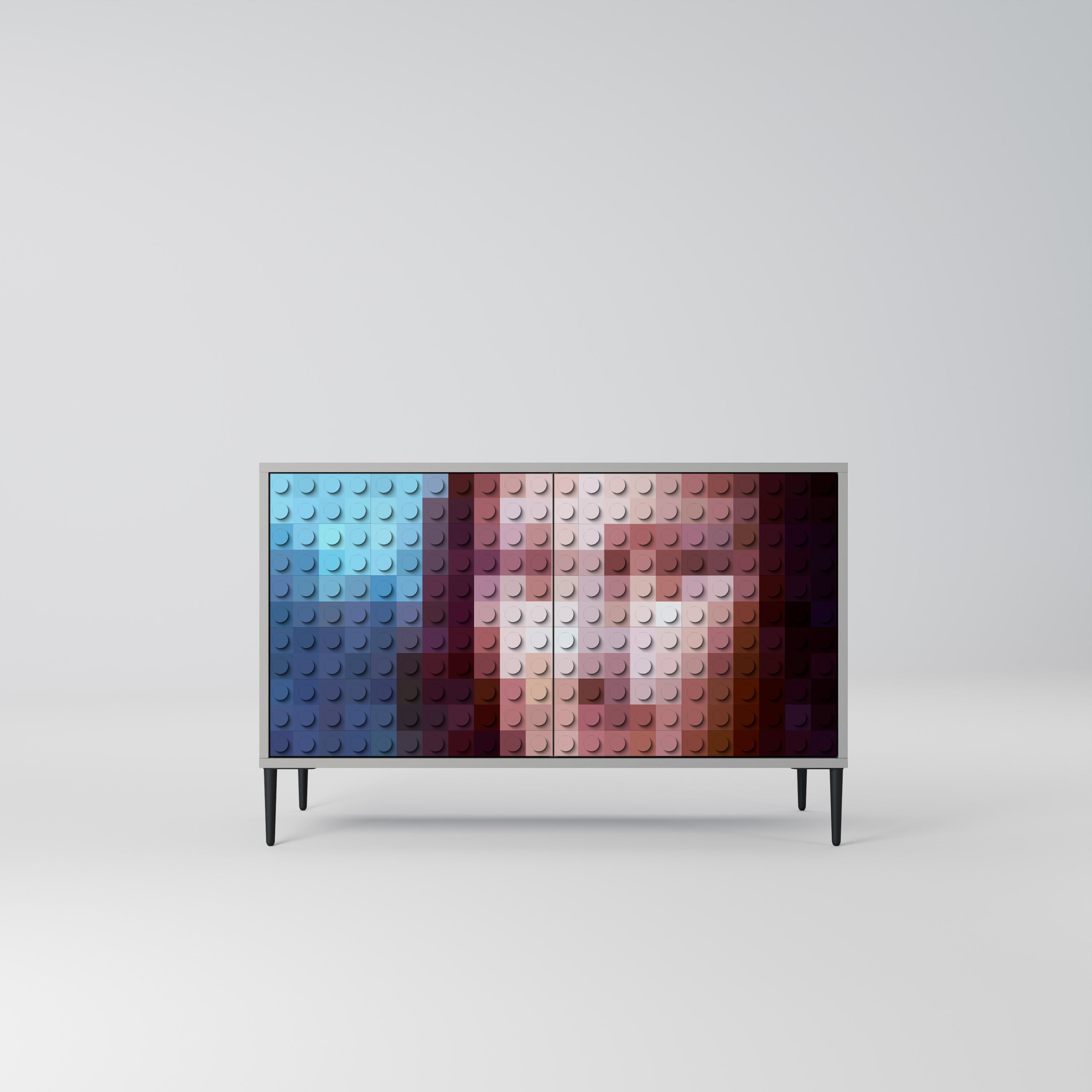 Buffet 2 portes CONSTRUCTIVE ART en finition grise