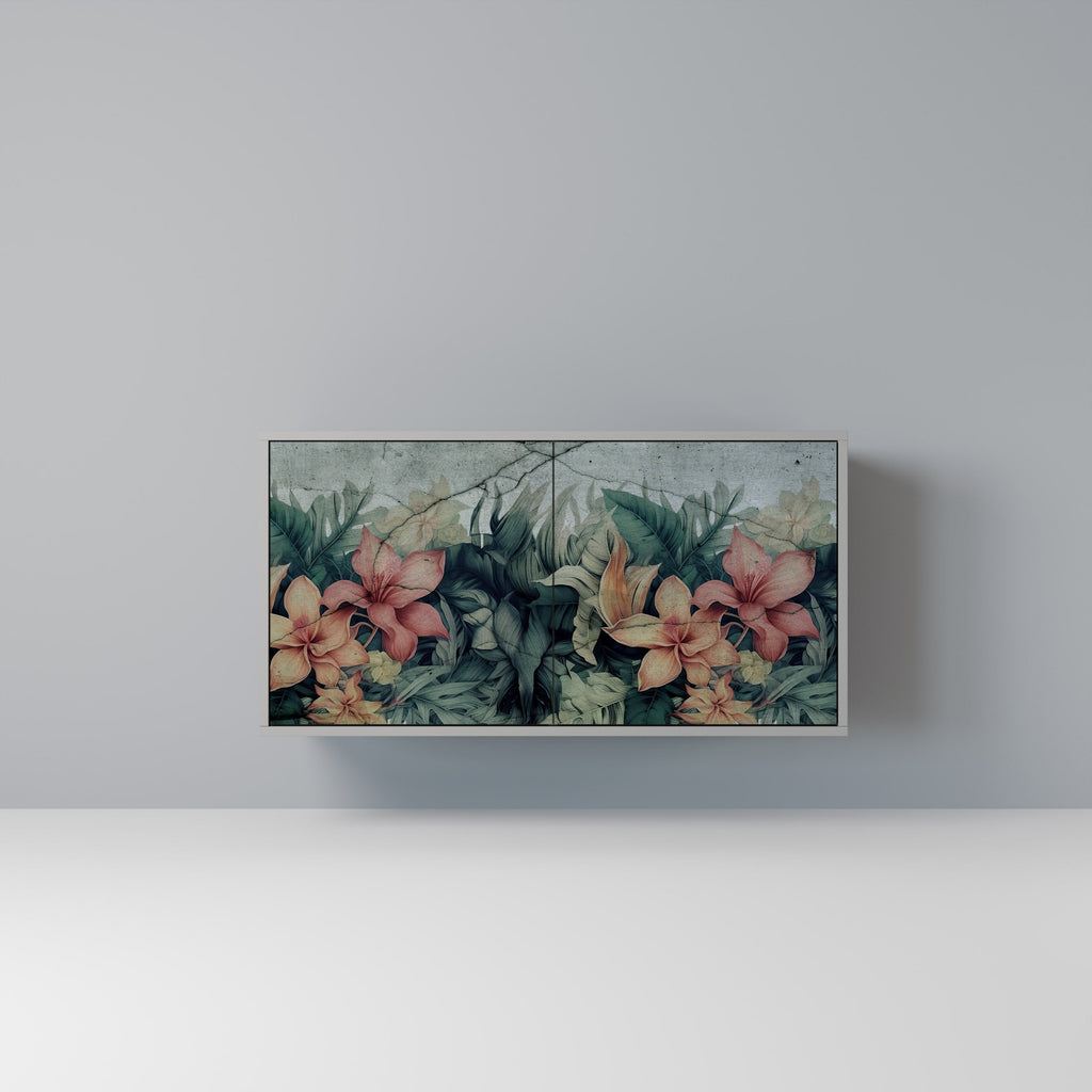 Buffet 2 portes HEAVENLY BLOOM en finition grise