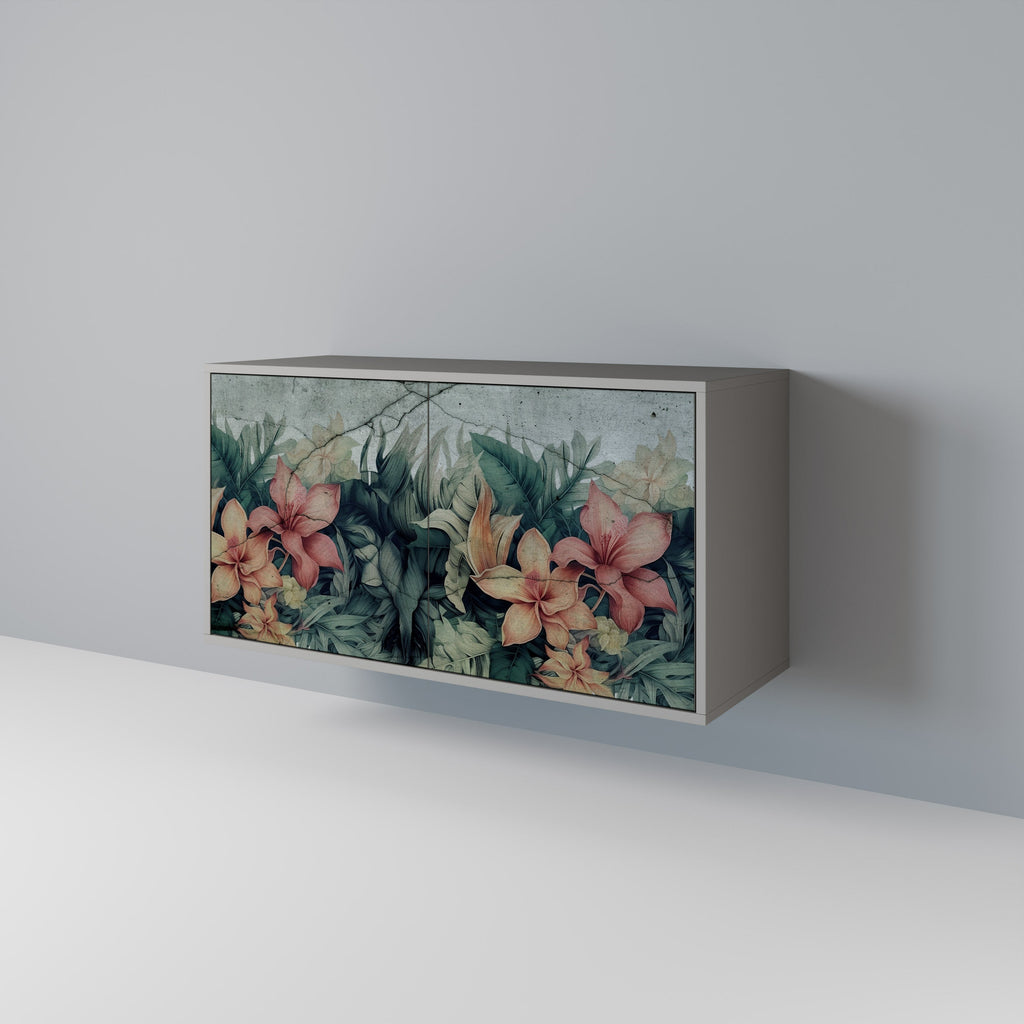 Buffet 2 portes HEAVENLY BLOOM en finition grise