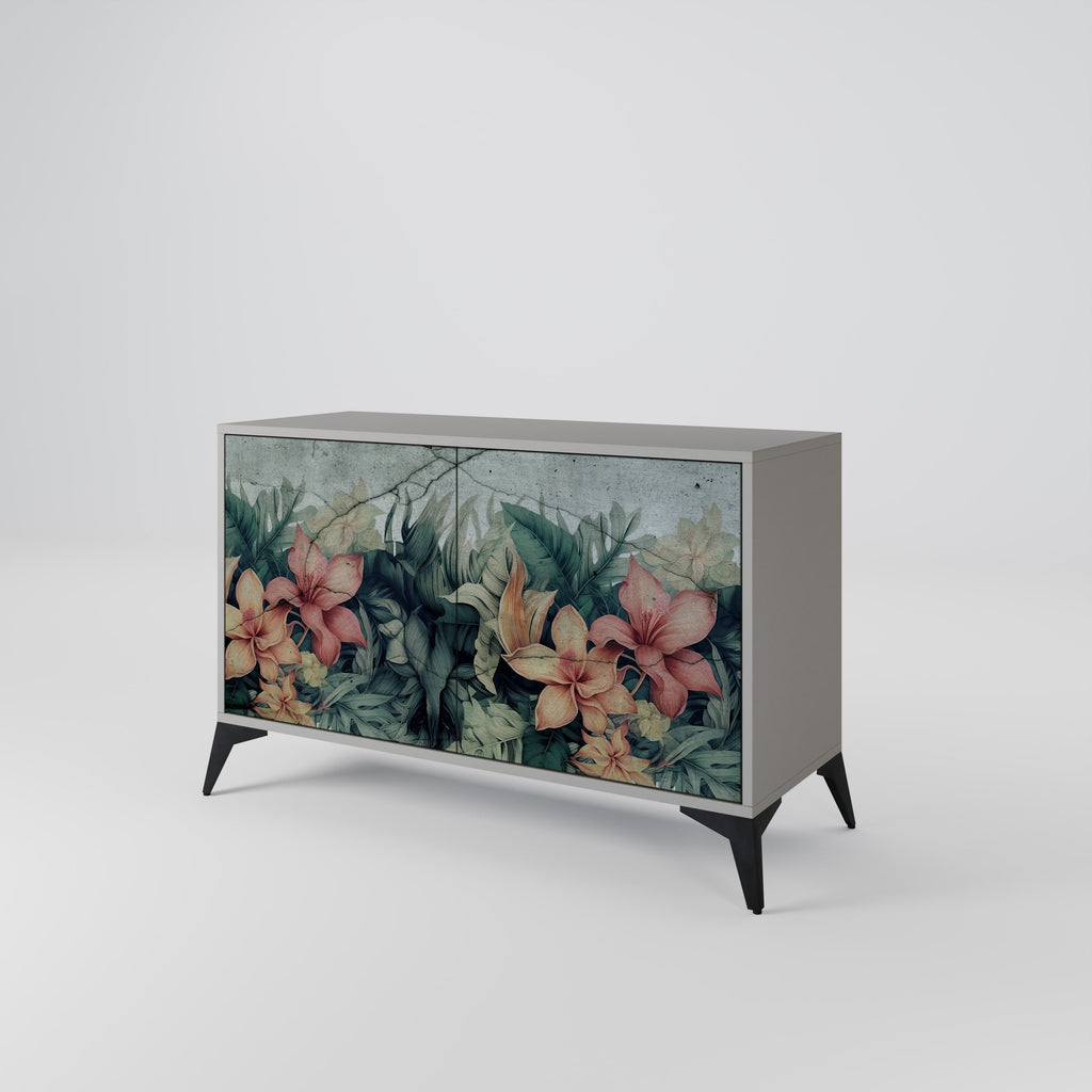 Buffet 2 portes HEAVENLY BLOOM en finition grise