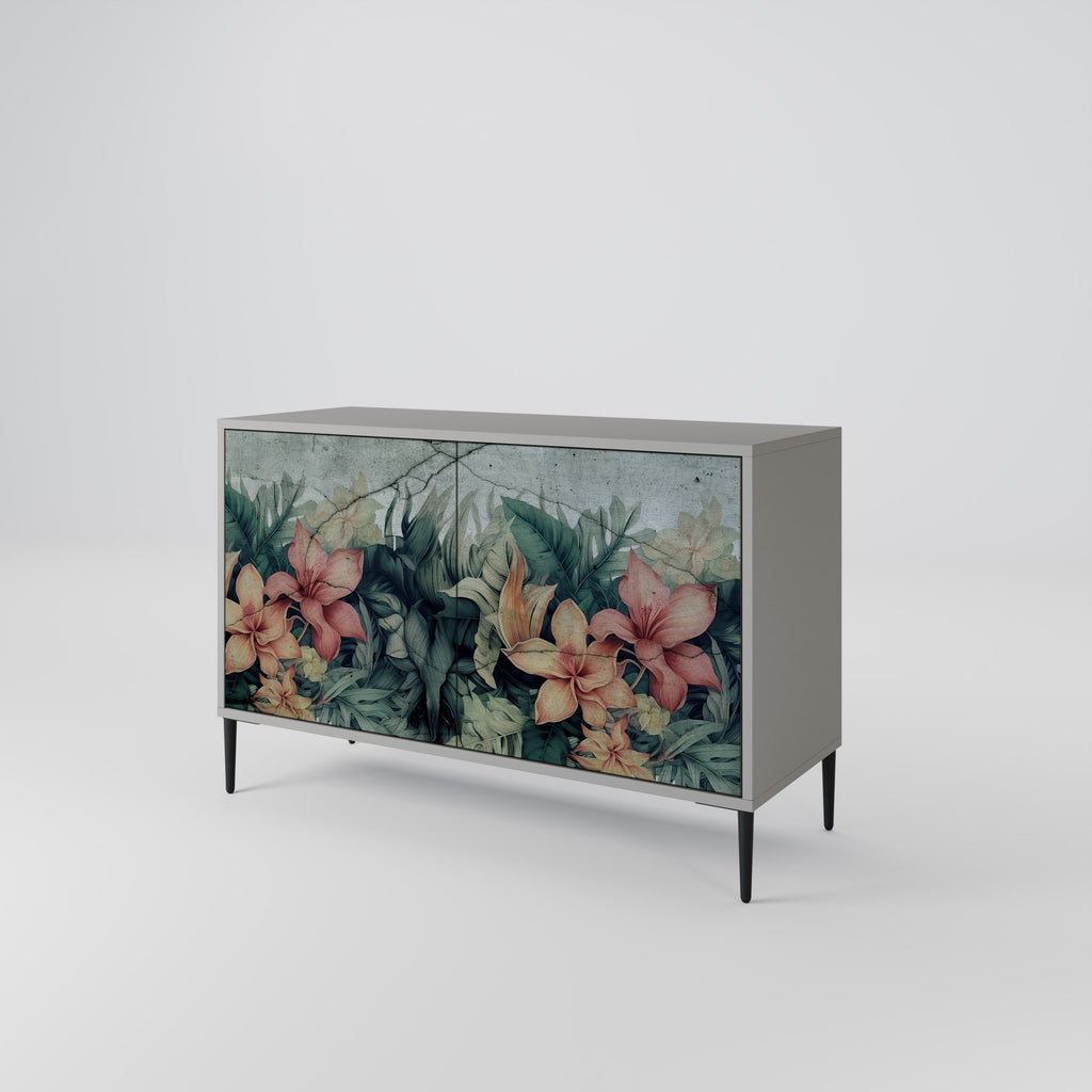 Buffet 2 portes HEAVENLY BLOOM en finition grise