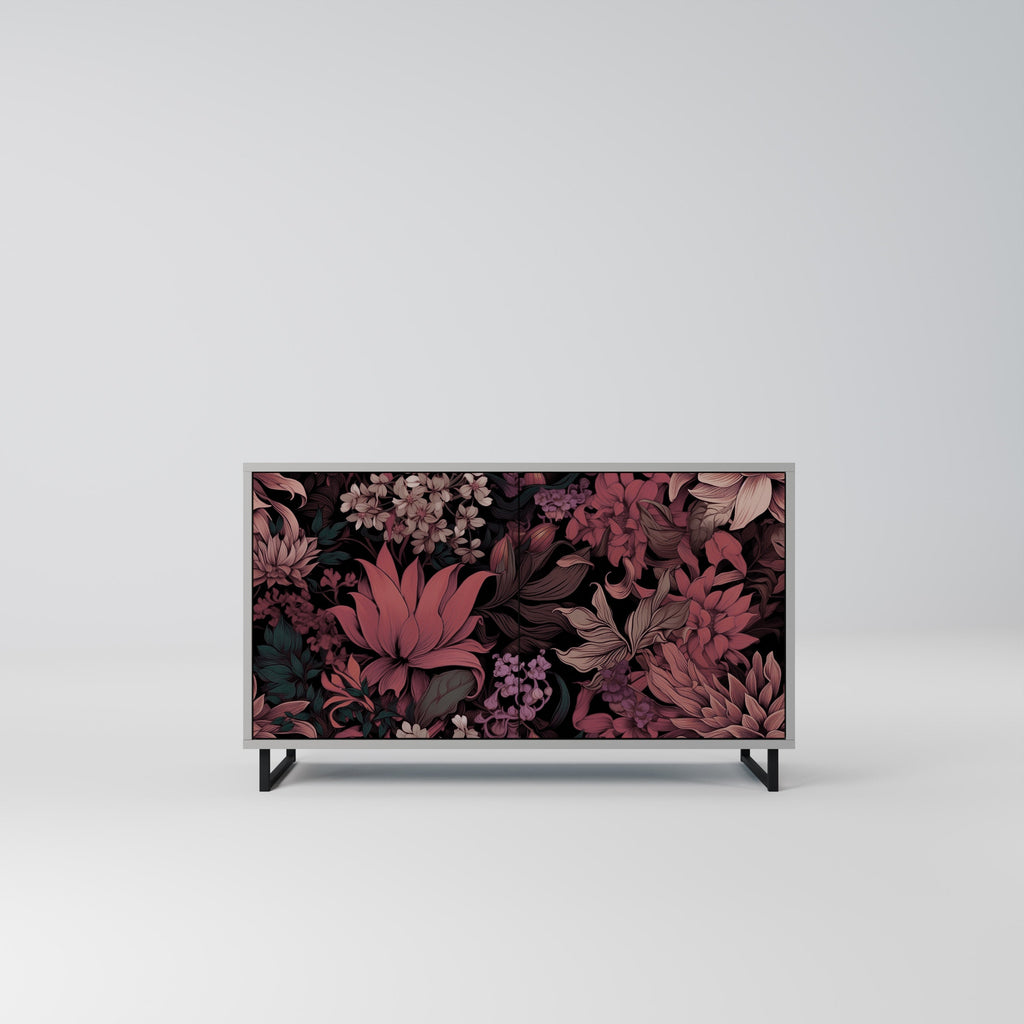 Buffet 2 portes FLORAL WHISPER finition grise