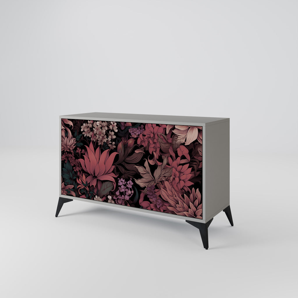 Buffet 2 portes FLORAL WHISPER finition grise